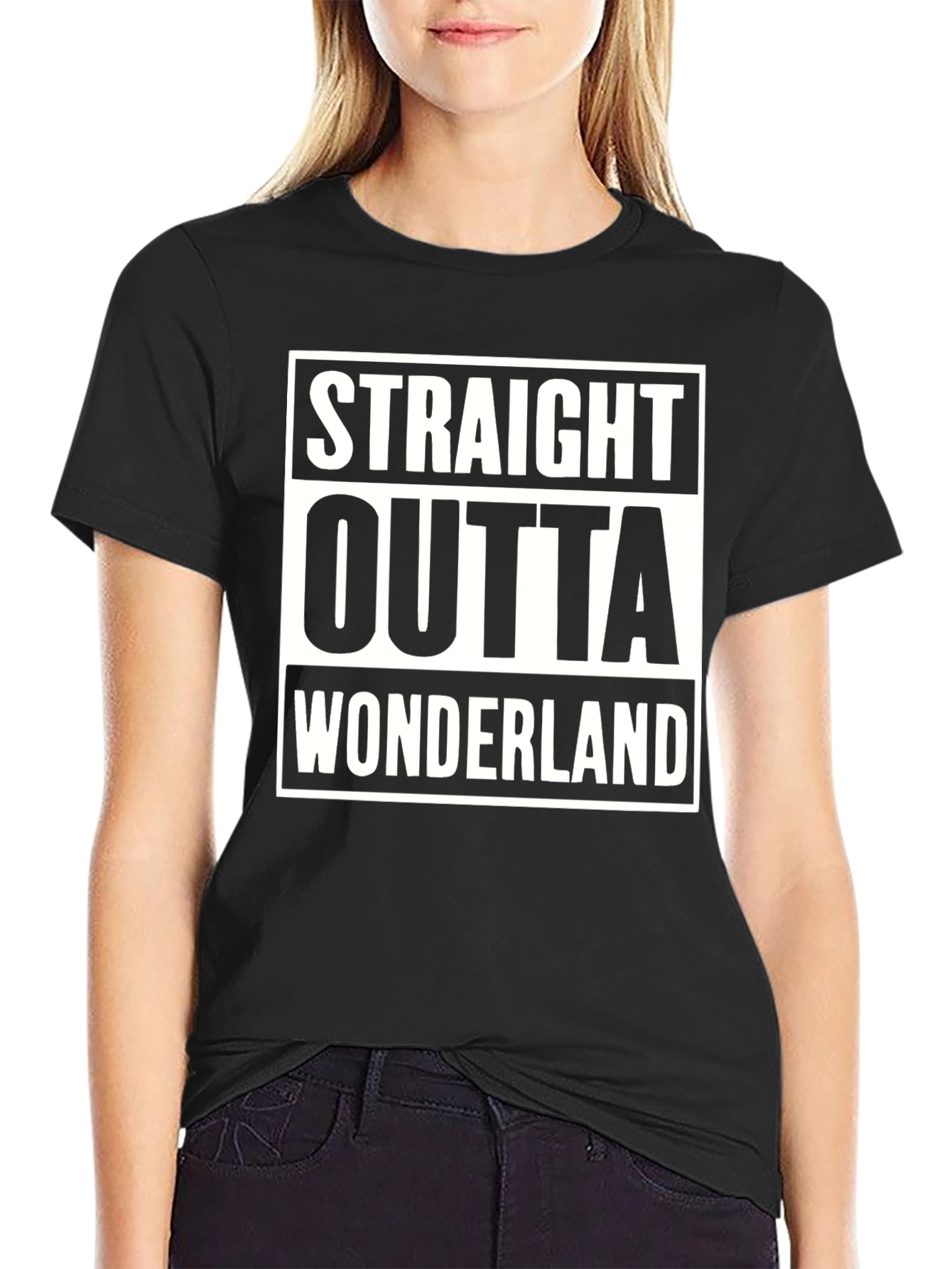 Straight Outta Wonderland Black T-Shirt