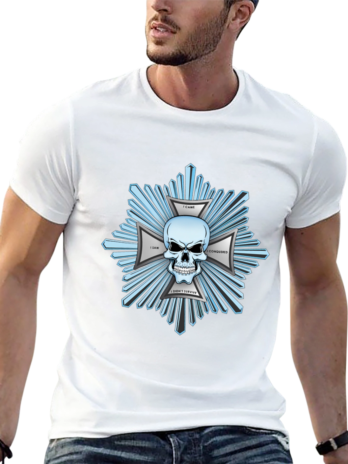 Skull & Crossbones Graphic Print Black T-Shirt