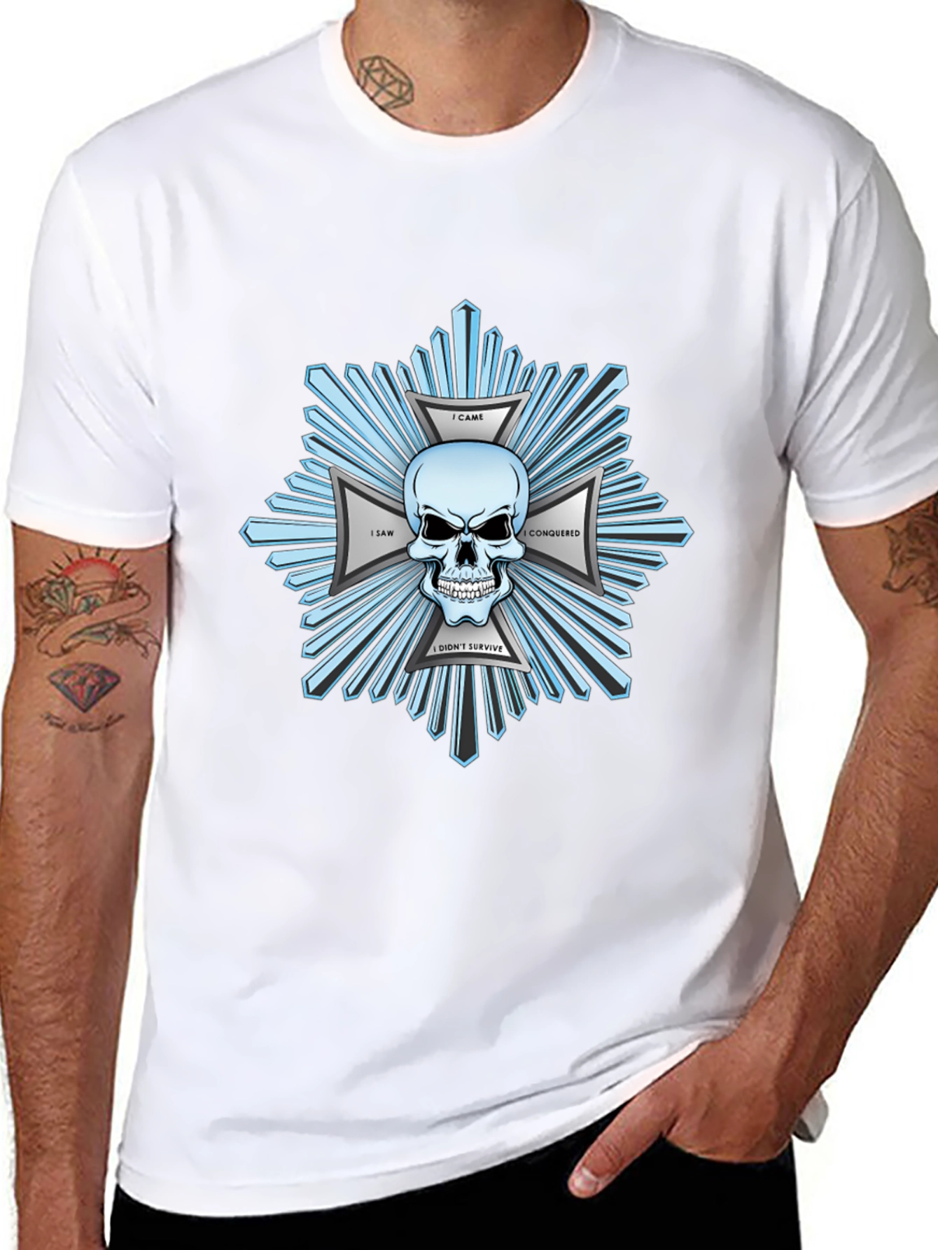 Skull & Crossbones Graphic Print Black T-Shirt