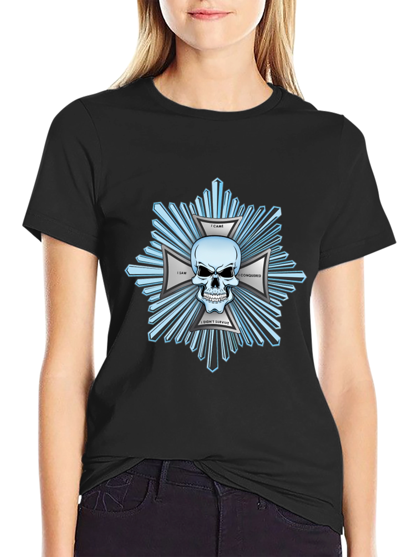Skull & Crossbones Graphic Print Black T-Shirt