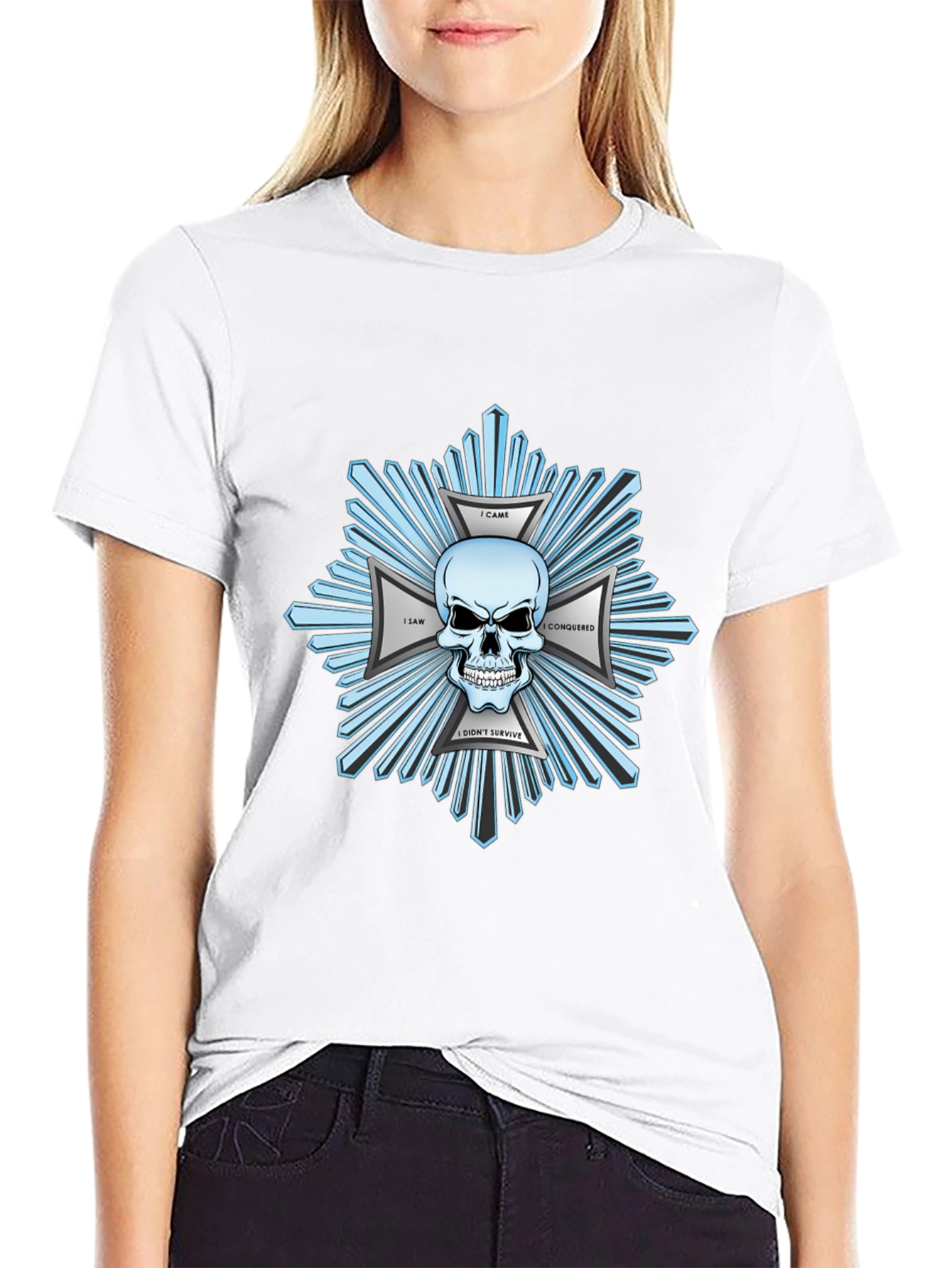 Skull & Crossbones Graphic Print Black T-Shirt