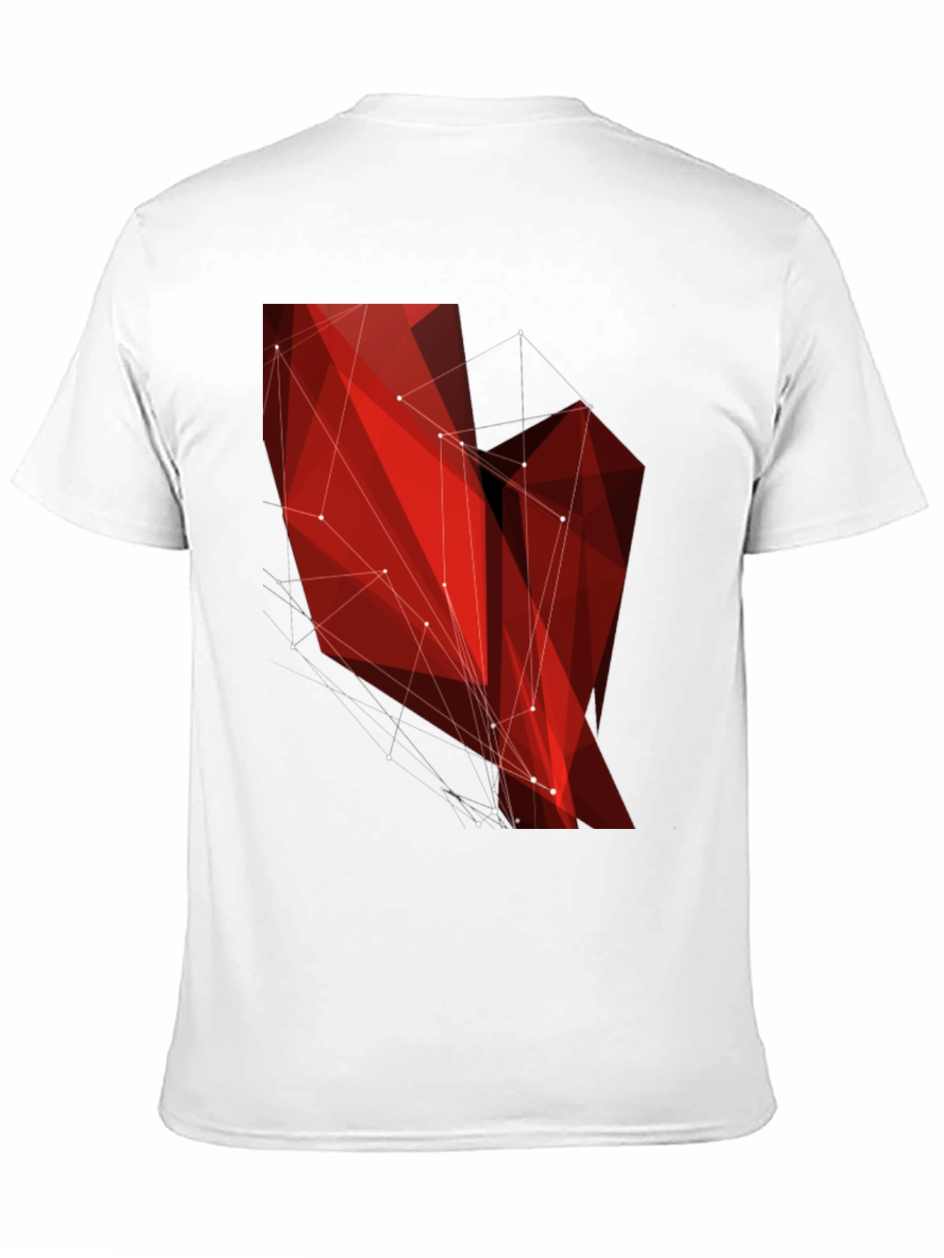 Geometric Red Polygon Black T-Shirt