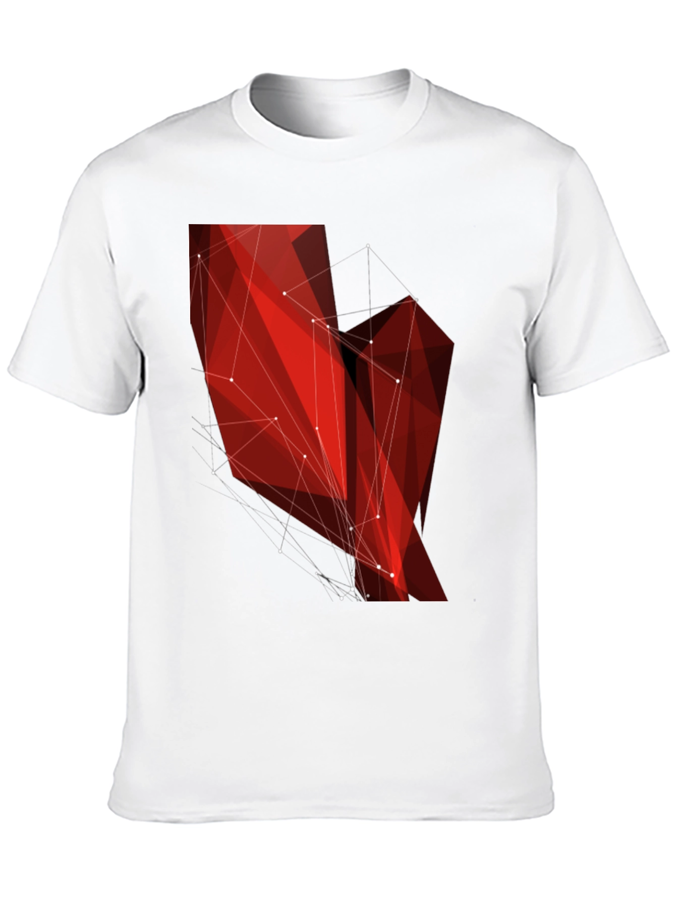 Geometric Red Polygon Black T-Shirt
