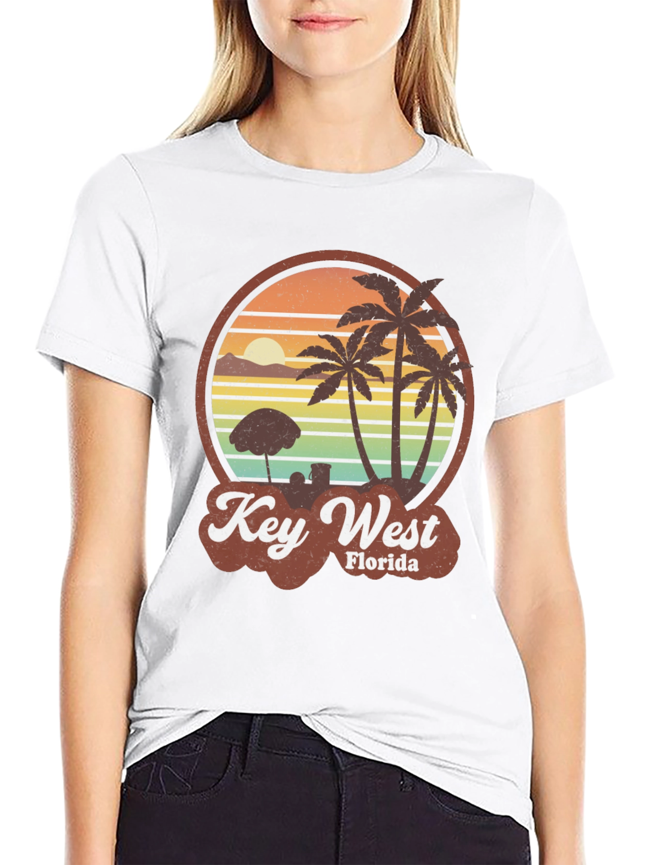 Key West Florida Palm Tree Retro Graphic T-Shirt