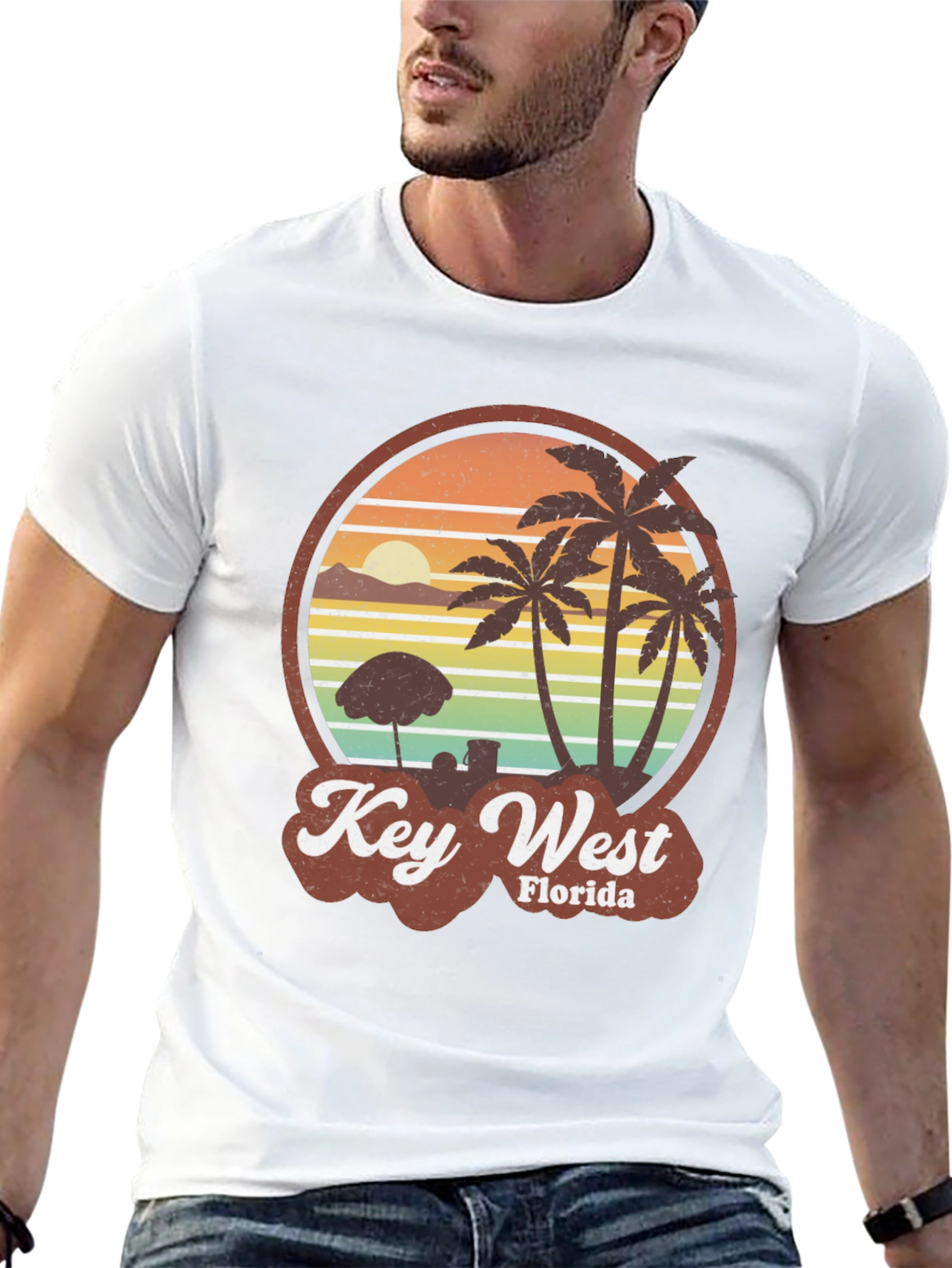 Key West Florida Palm Tree Retro Graphic T-Shirt