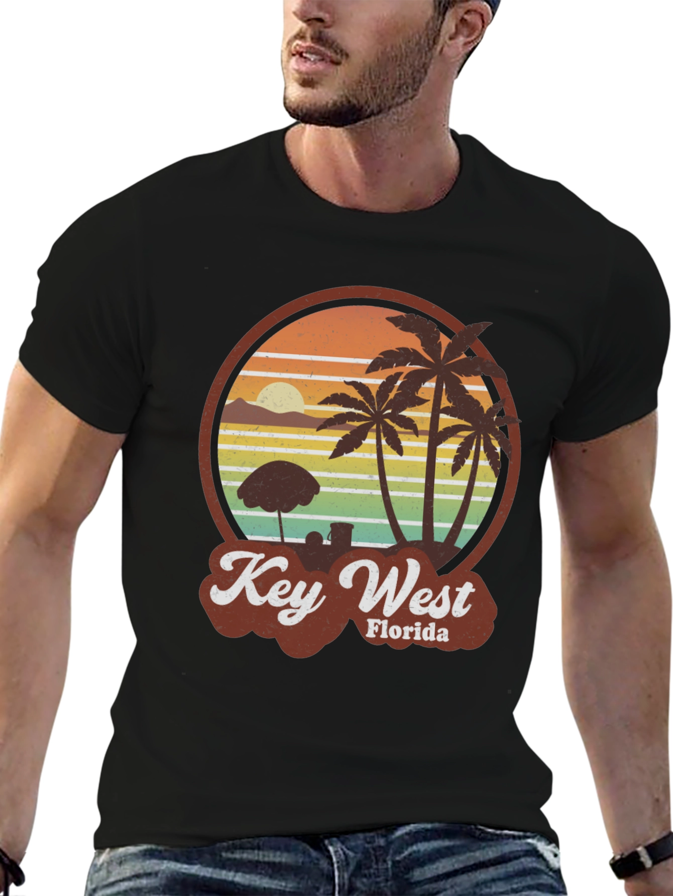 Key West Florida Palm Tree Retro Graphic T-Shirt