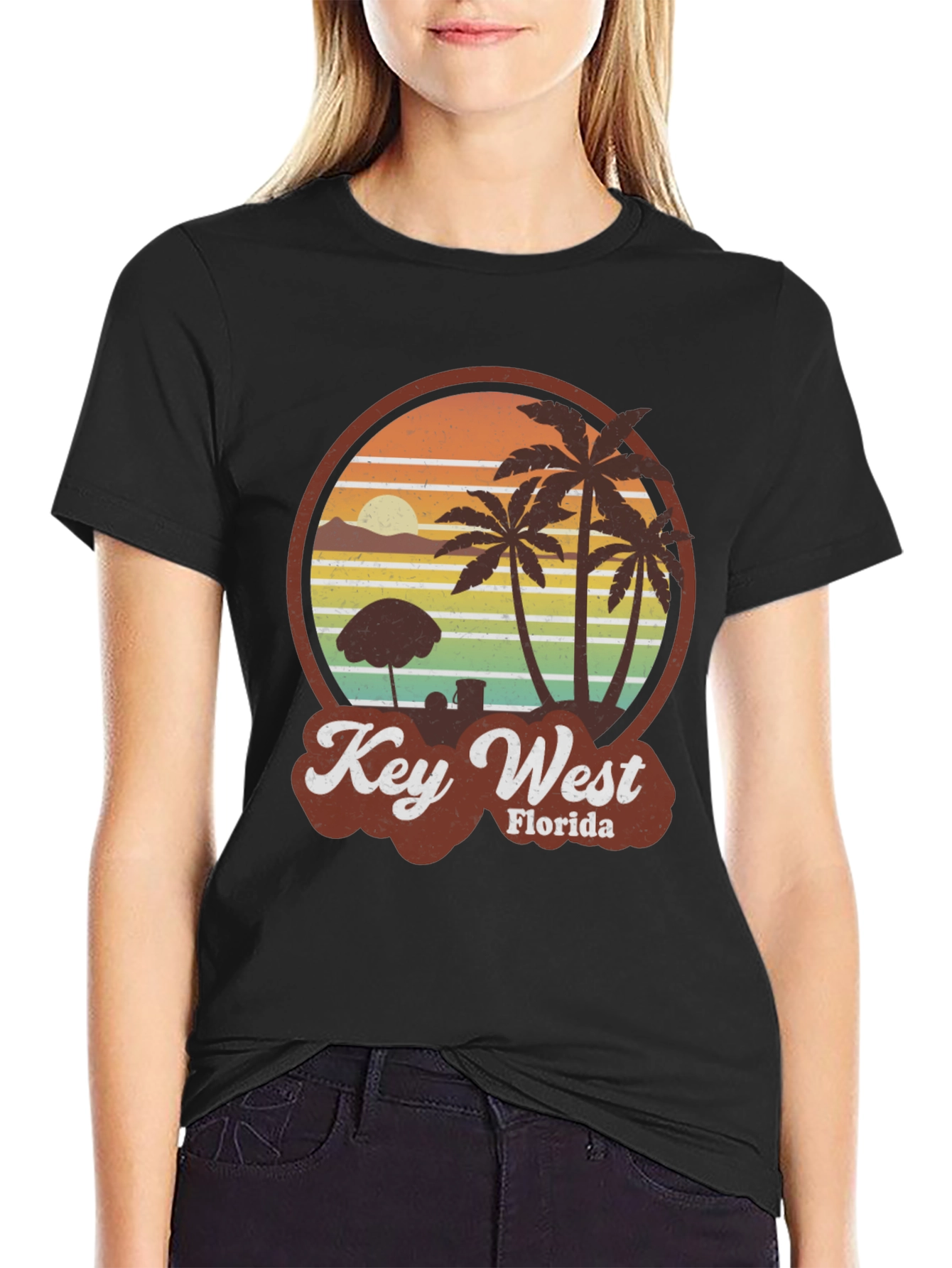 Key West Florida Palm Tree Retro Graphic T-Shirt