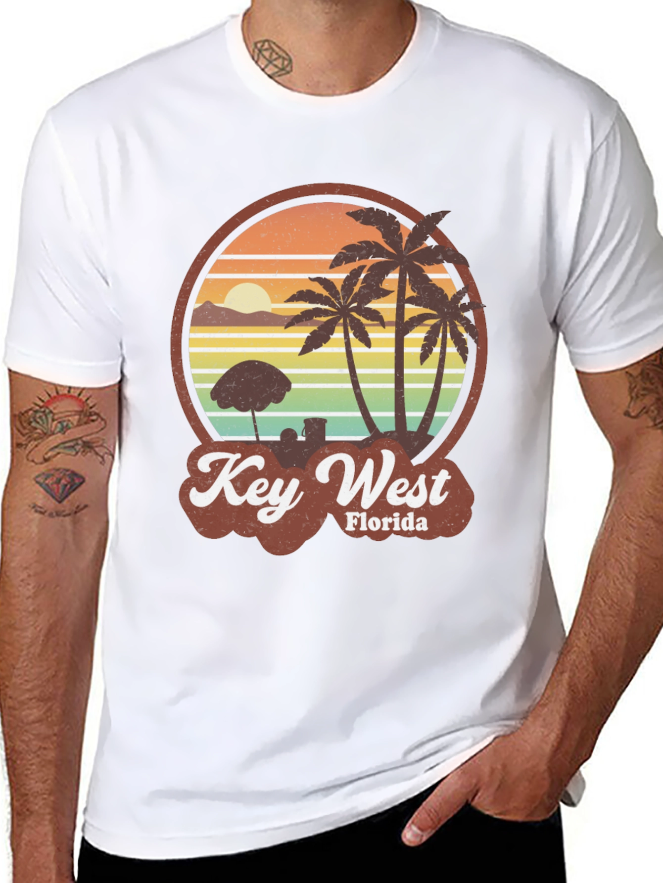 Key West Florida Palm Tree Retro Graphic T-Shirt