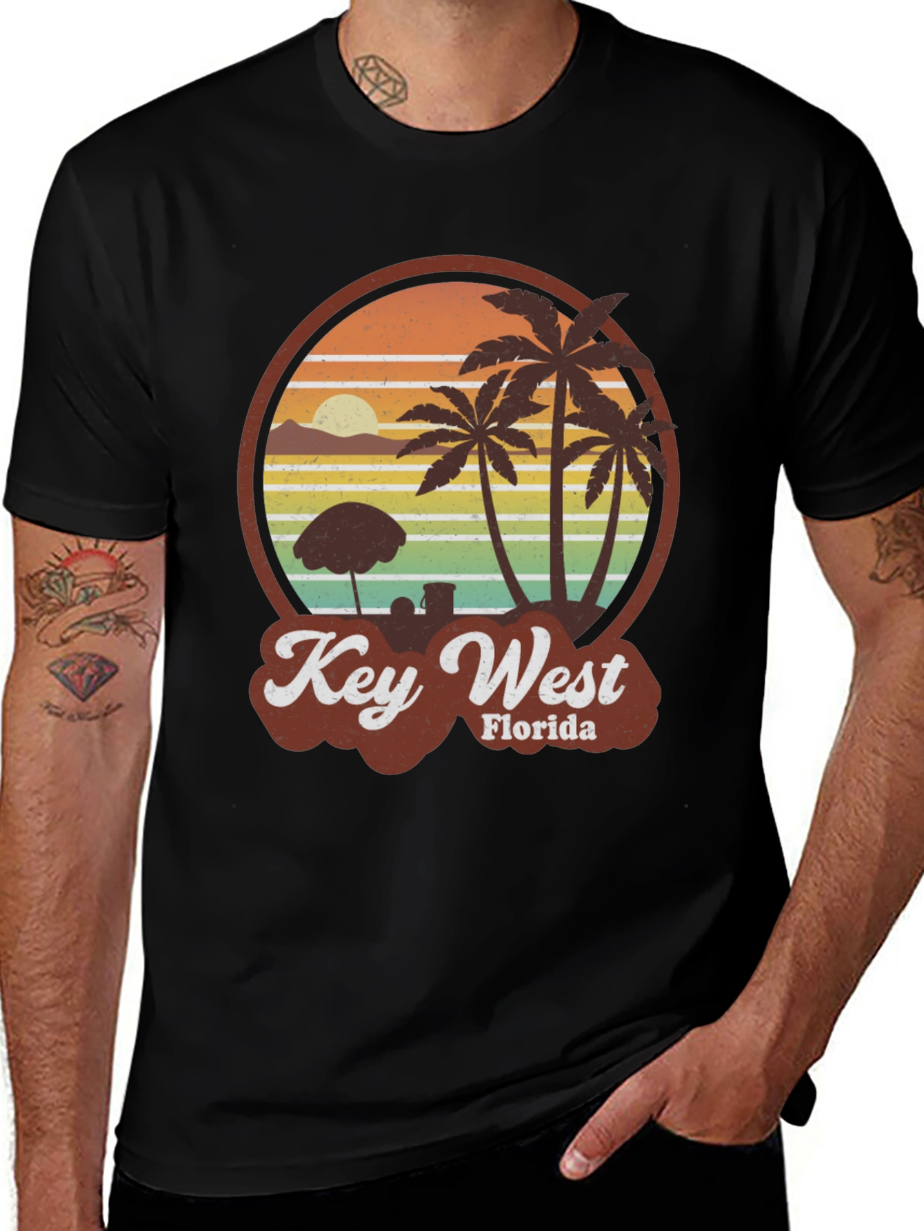 Key West Florida Palm Tree Retro Graphic T-Shirt