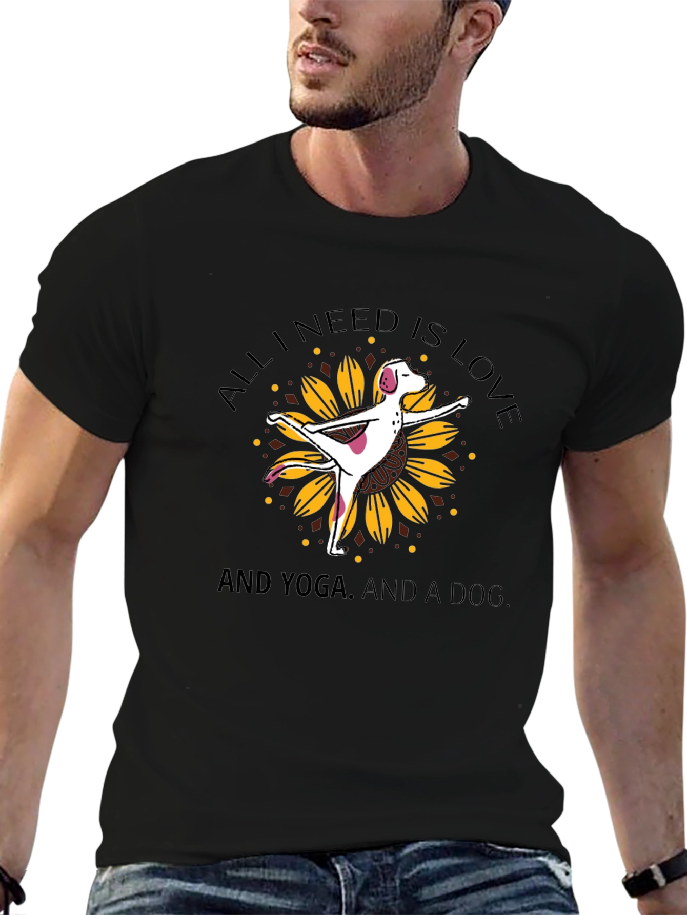 Yoga Dog Sunflower Graphic Tee