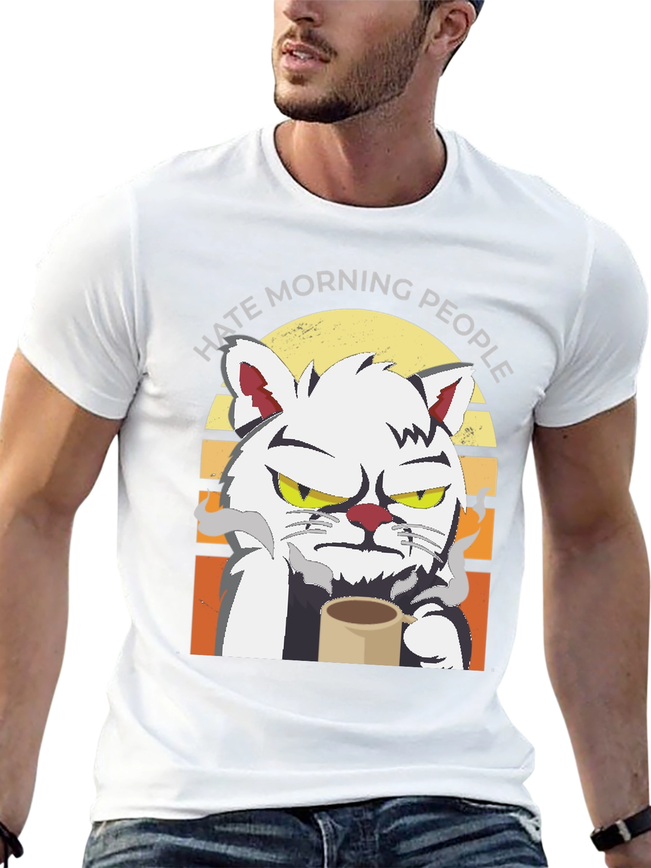Hate Morning People Cat T-Shirt