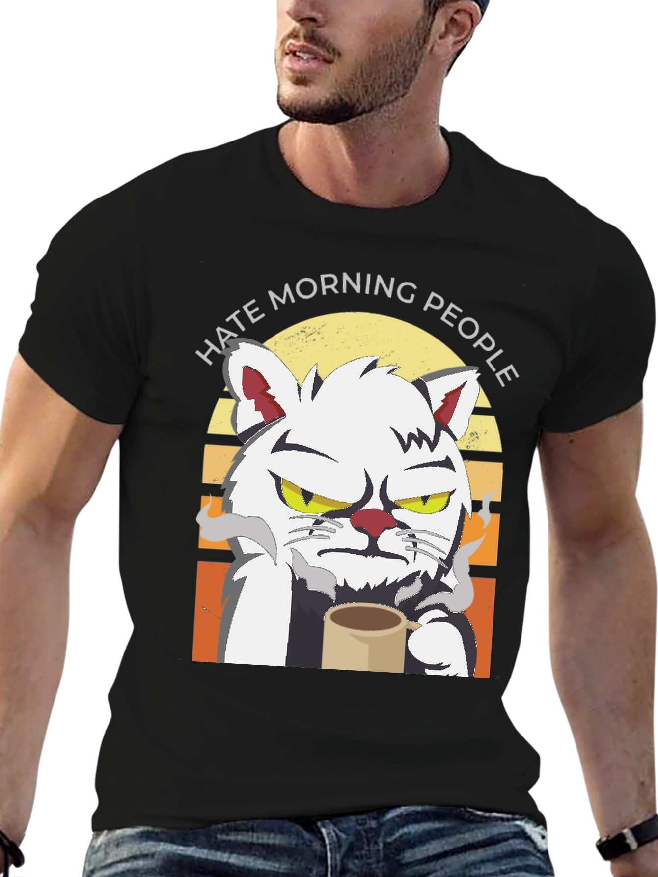 Hate Morning People Cat T-Shirt