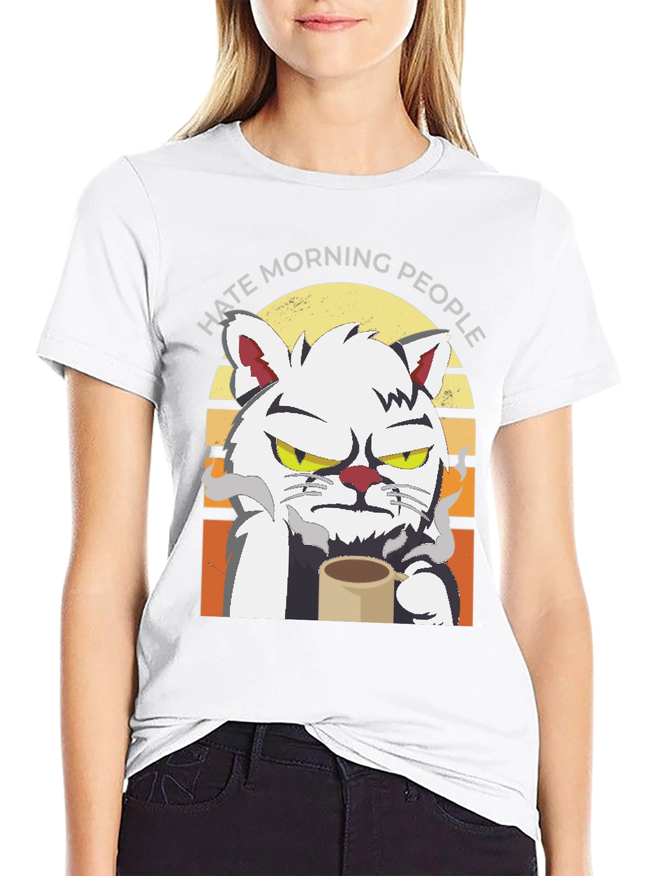 Hate Morning People Cat T-Shirt