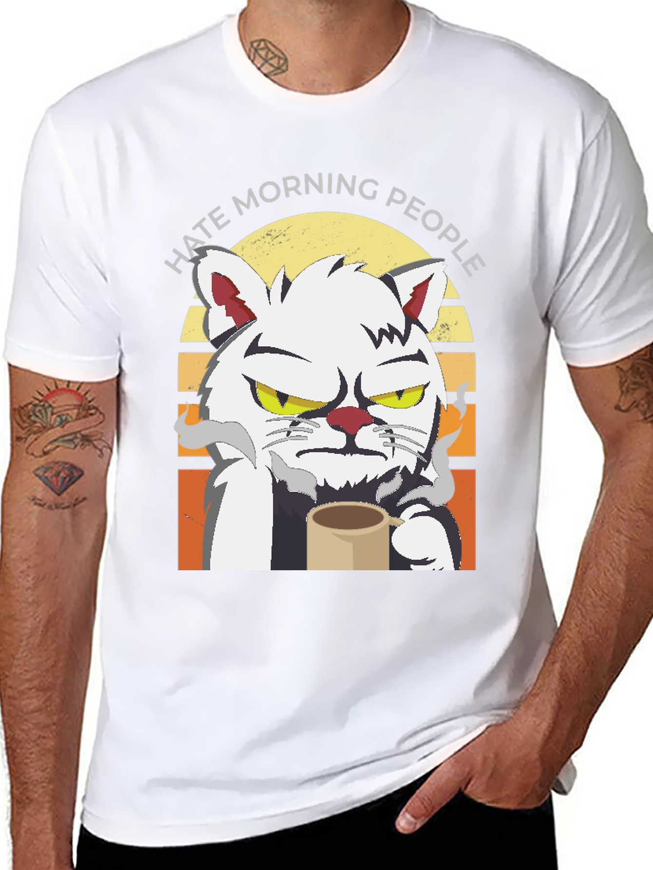 Hate Morning People Cat T-Shirt