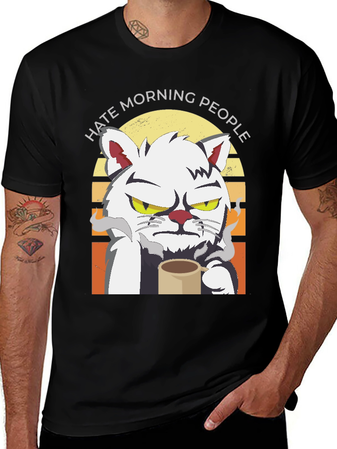 Hate Morning People Cat T-Shirt