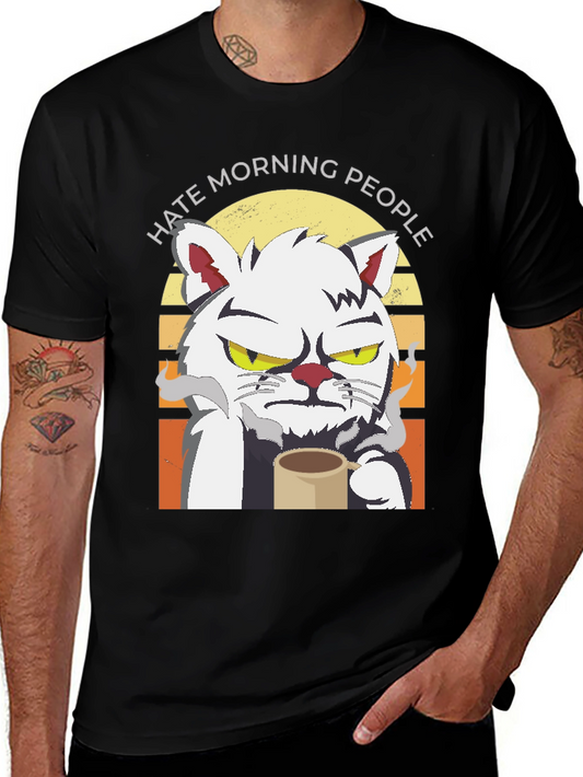 Hate Morning People Cat T-Shirt