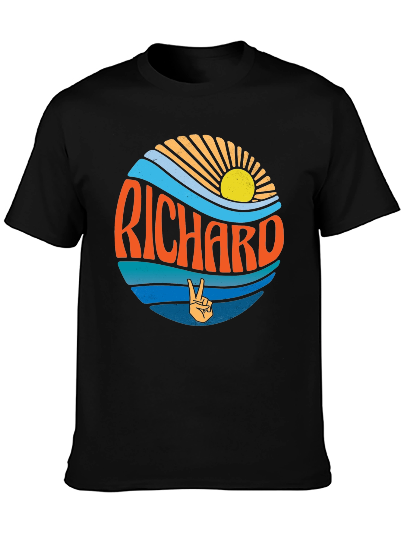 Retro Richard Graphic Tee - Black Crew Neck