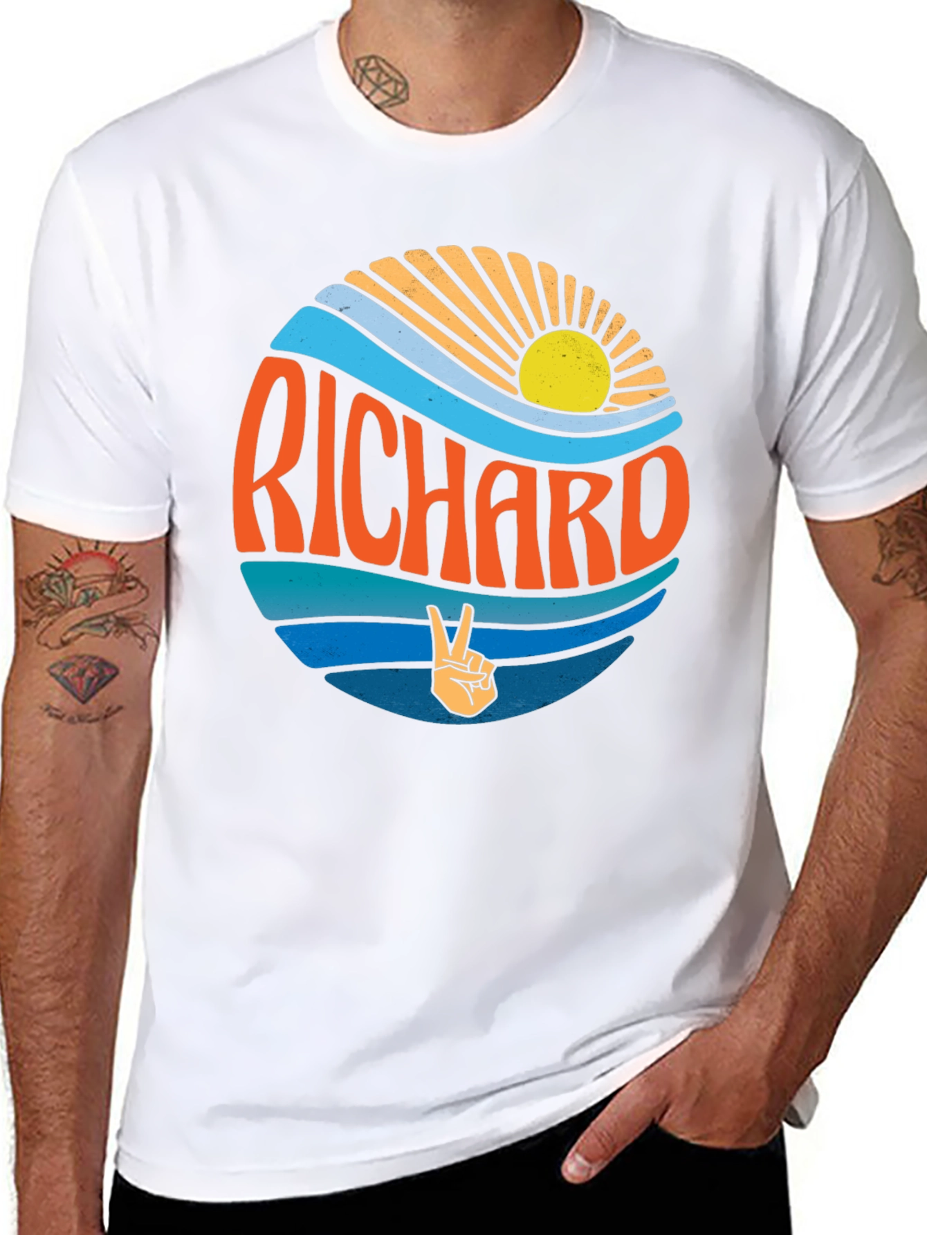 Retro Richard Graphic Tee - Black Crew Neck