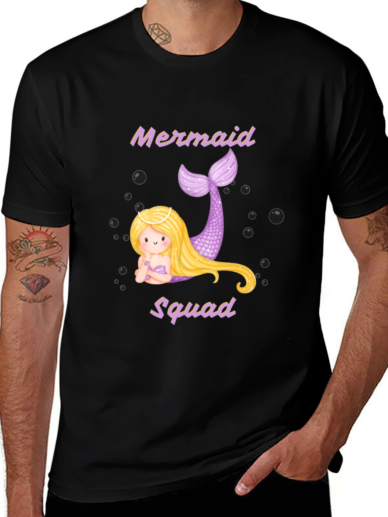 Mermaid Squad T-Shirt - Black Cotton Tee