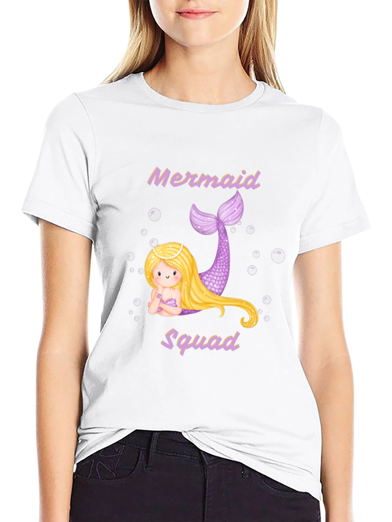 Mermaid Squad T-Shirt - Black Cotton Tee