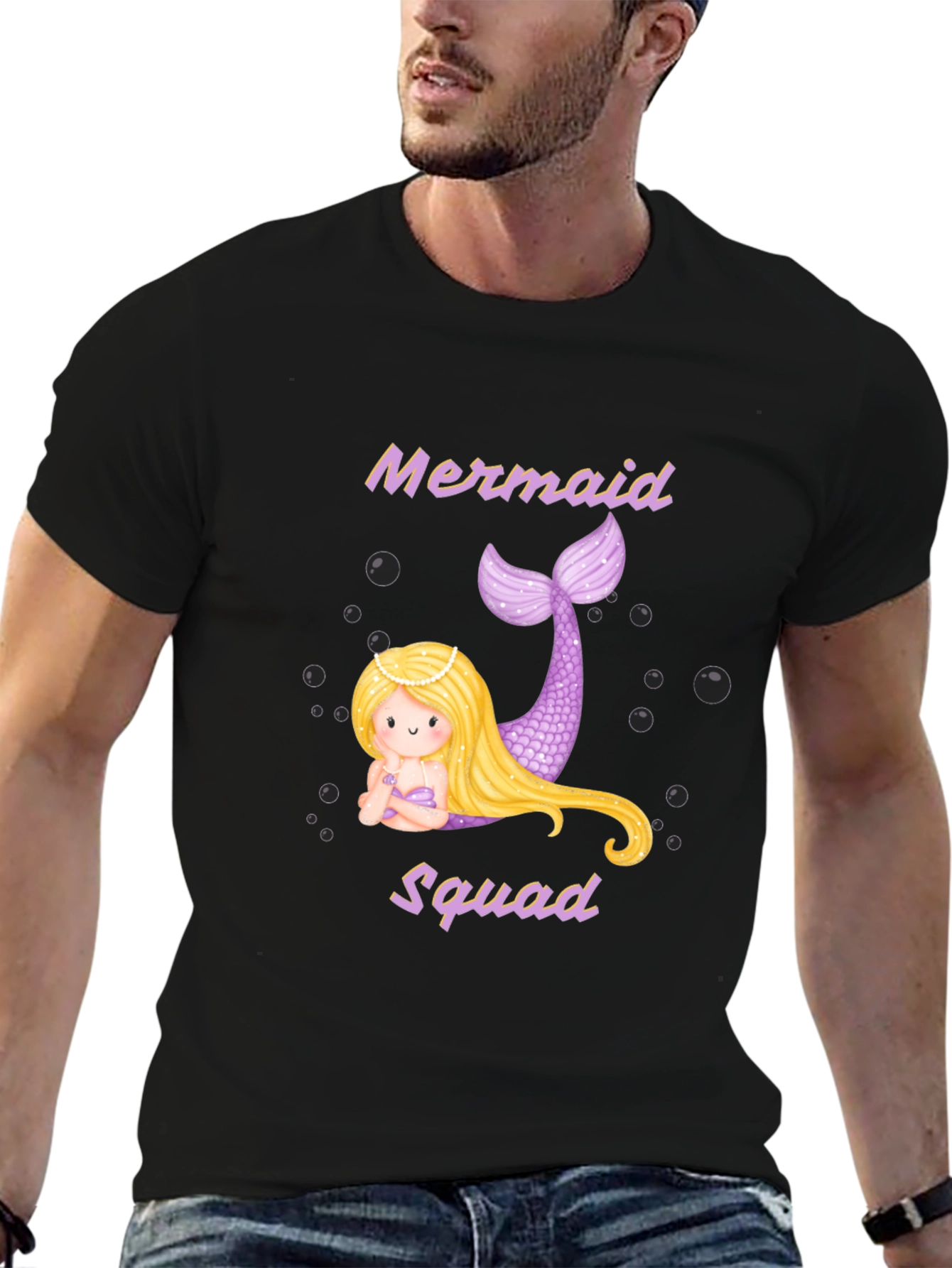 Mermaid Squad T-Shirt - Black Cotton Tee