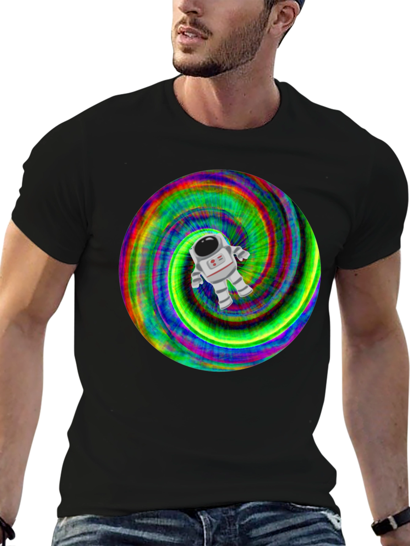 Astronaut Tie-Dye Swirl Graphic T-Shirt