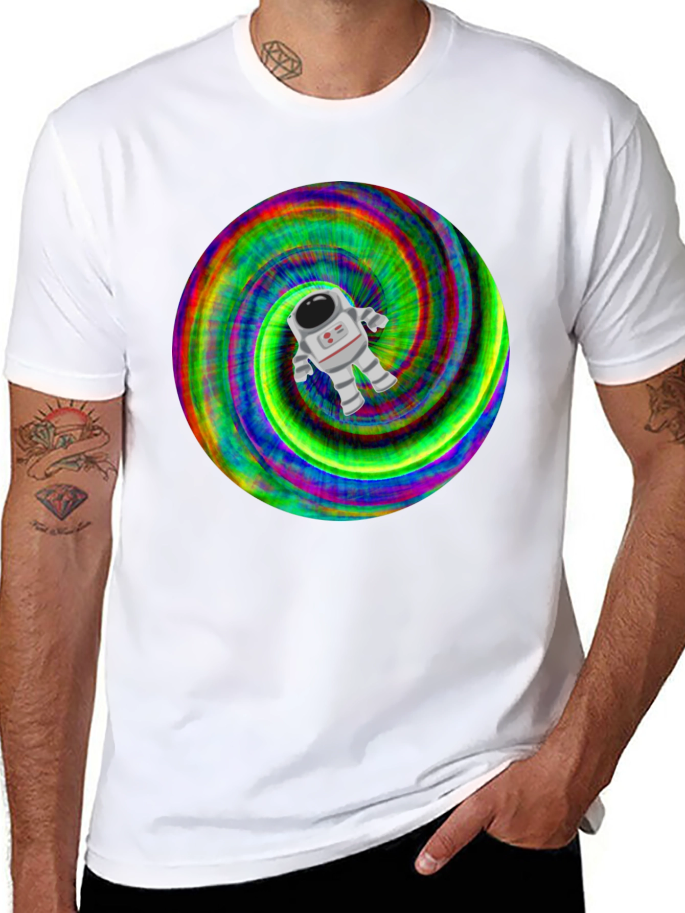 Astronaut Tie-Dye Swirl Graphic T-Shirt