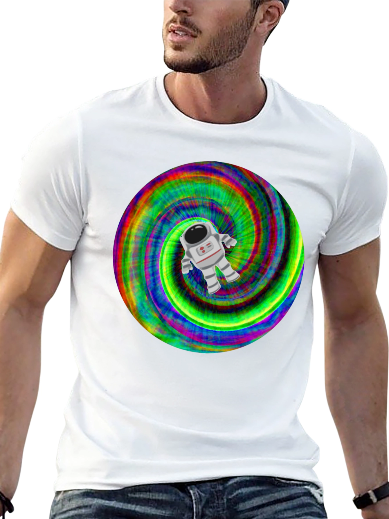 Astronaut Tie-Dye Swirl Graphic T-Shirt