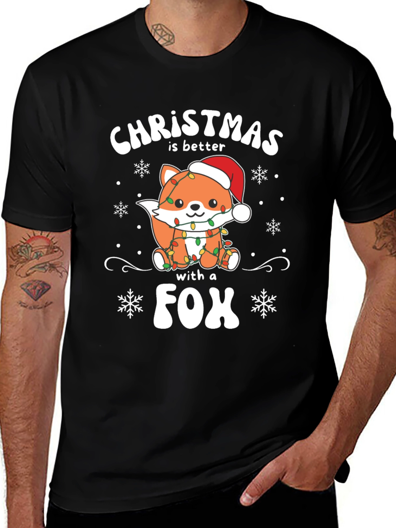 Christmas Fox T-Shirt - Holiday Graphic Tee