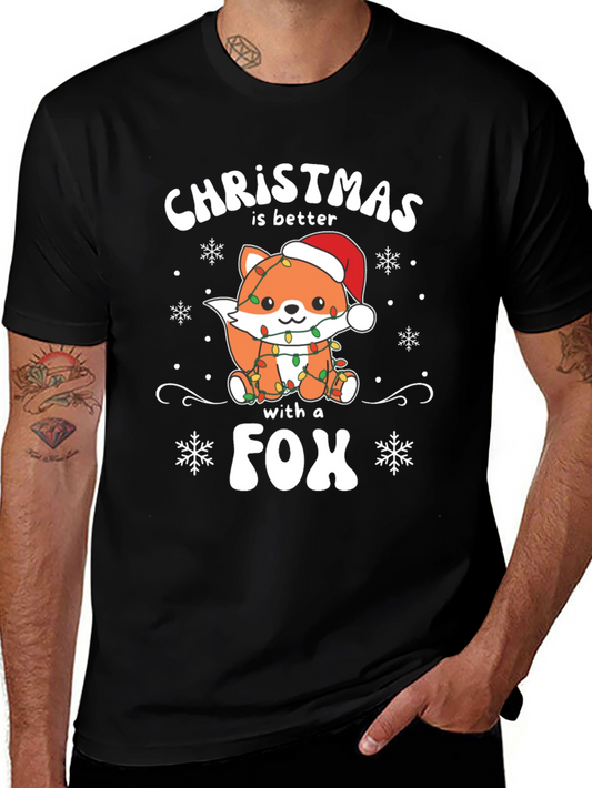 Christmas Fox T-Shirt - Holiday Graphic Tee
