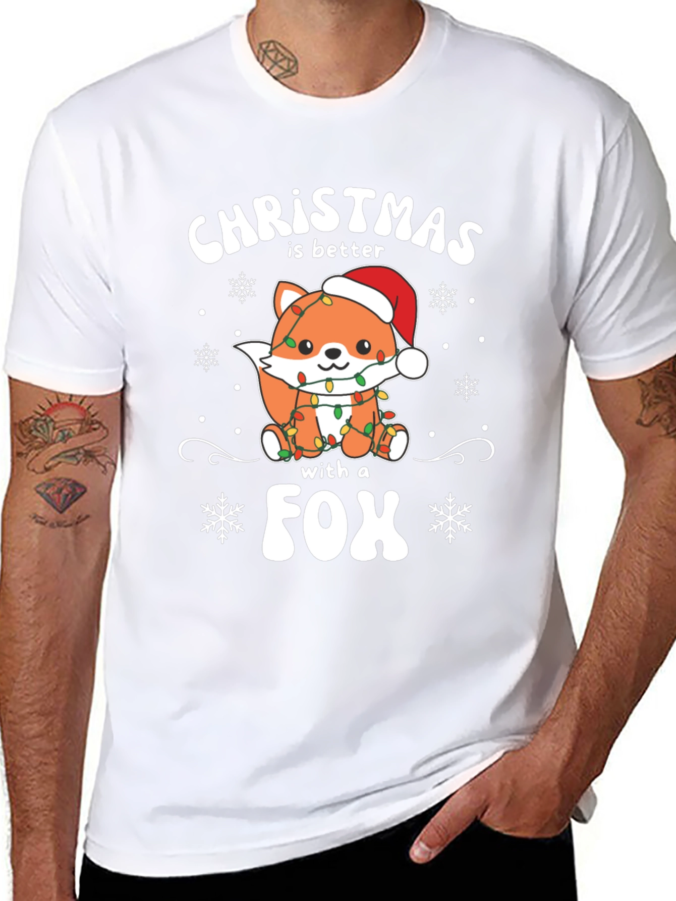 Christmas Fox T-Shirt - Holiday Graphic Tee