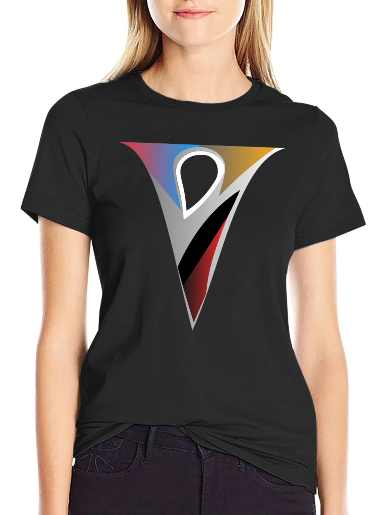 Geometric V Graphic Tee - Modern Style