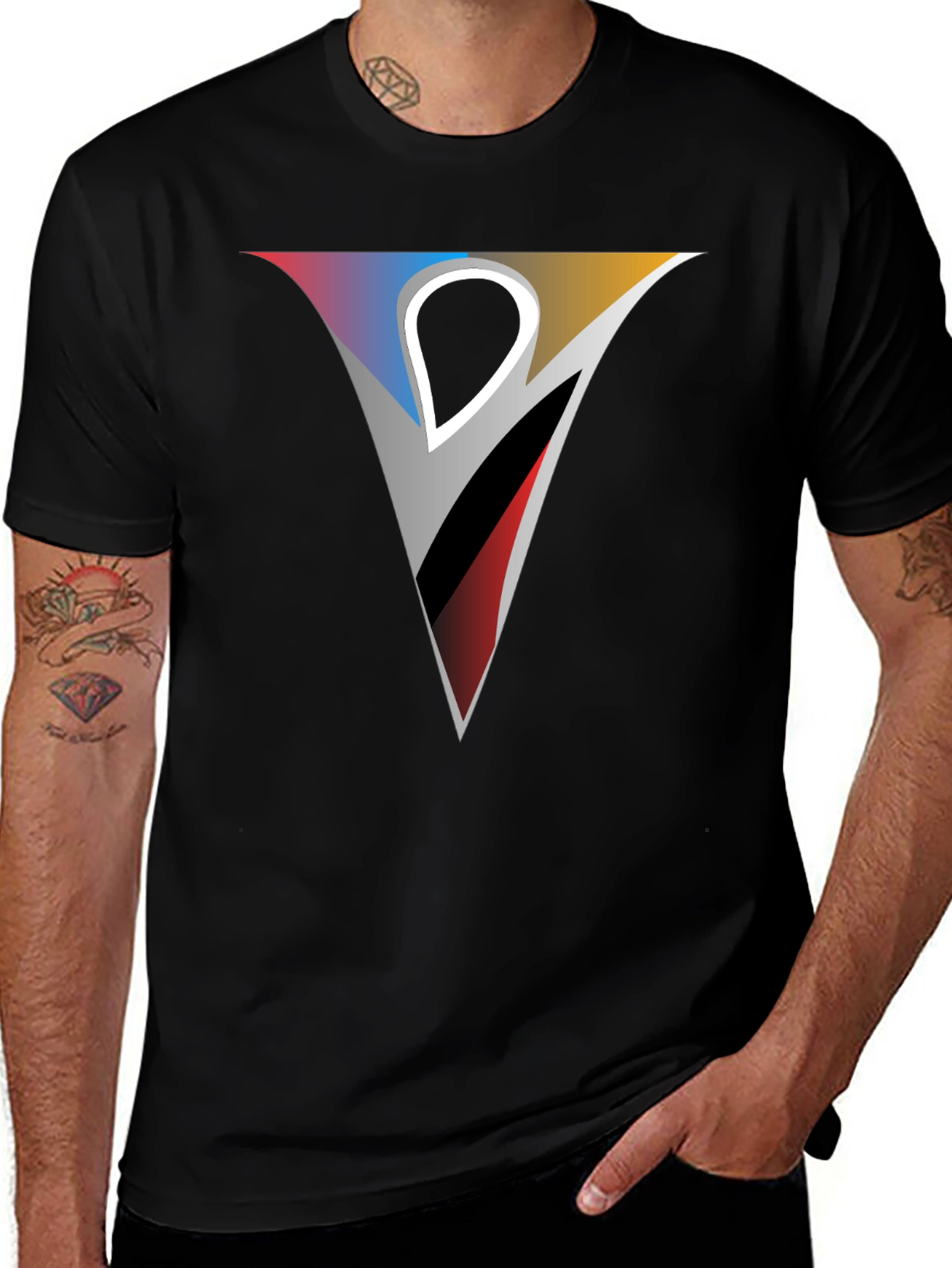 Geometric V Graphic Tee - Modern Style