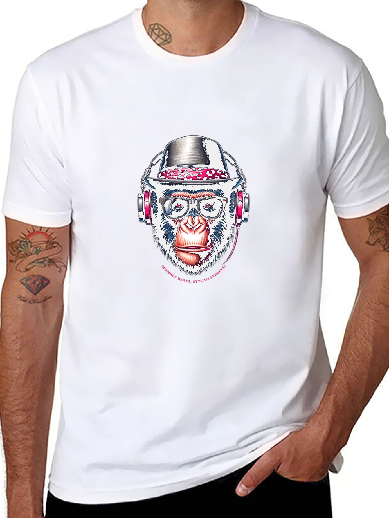 Stylish Monkey T-Shirt with Headphones