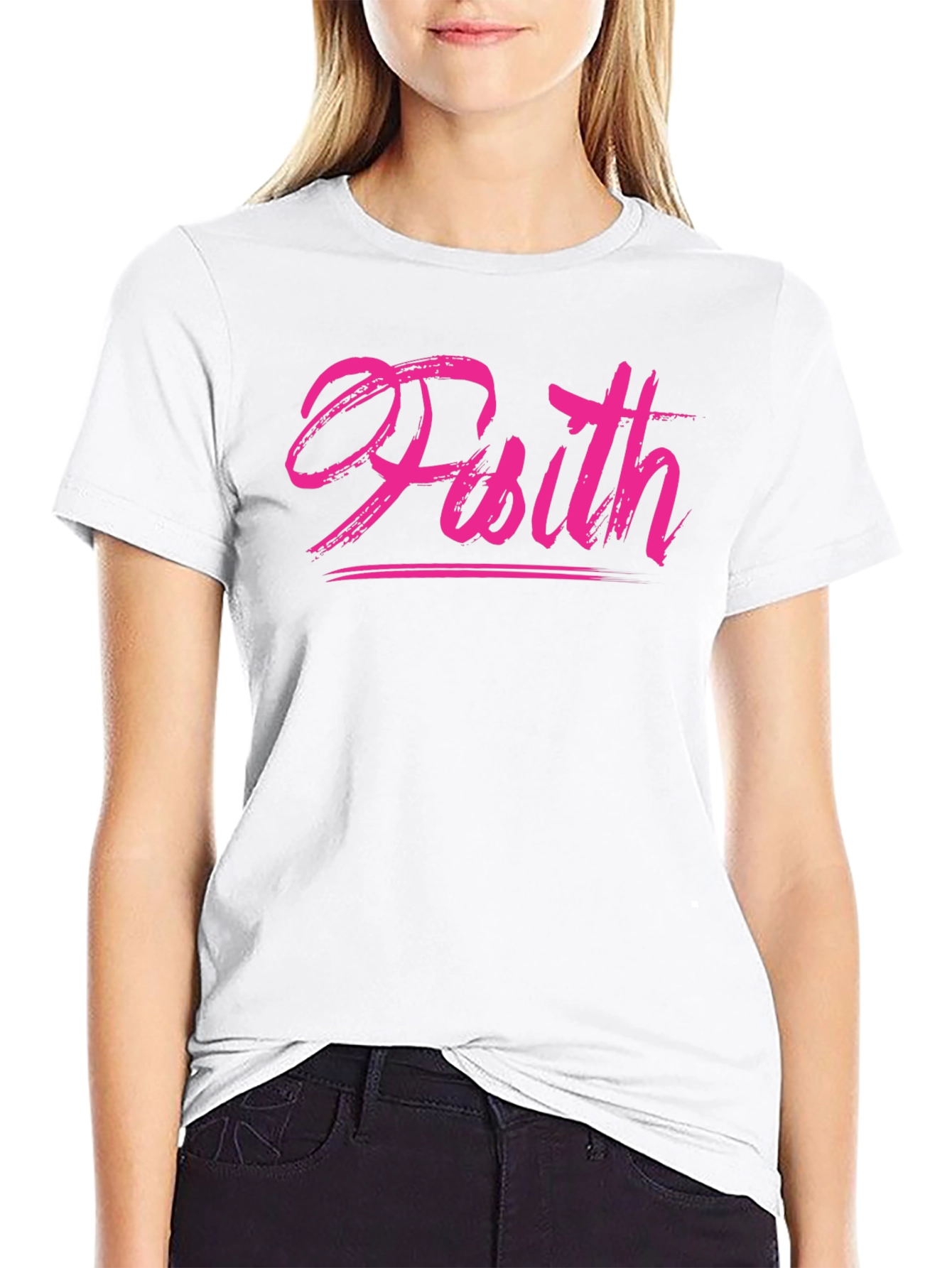 Faith Brush Script Black T-Shirt