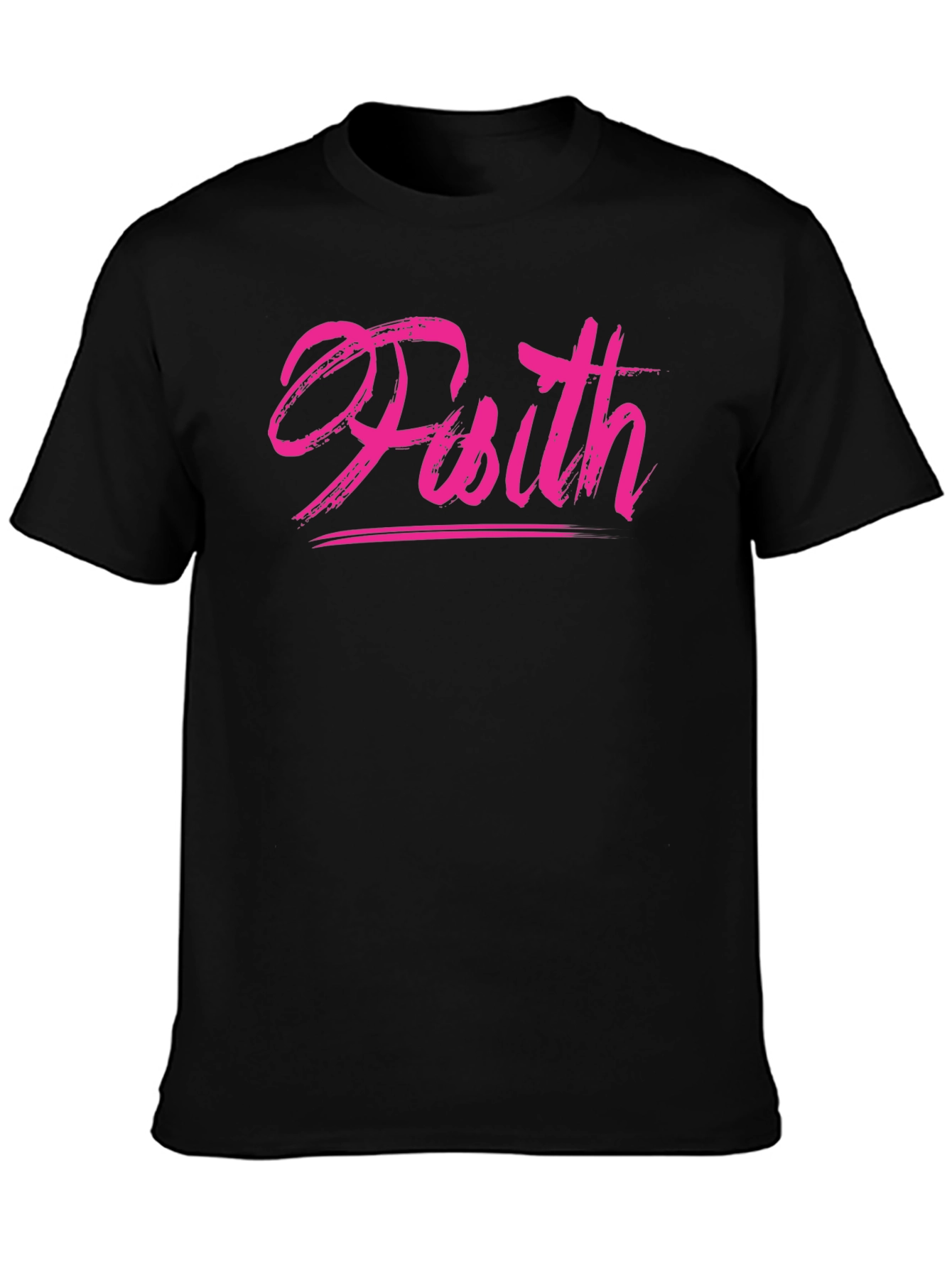 Faith Brush Script Black T-Shirt