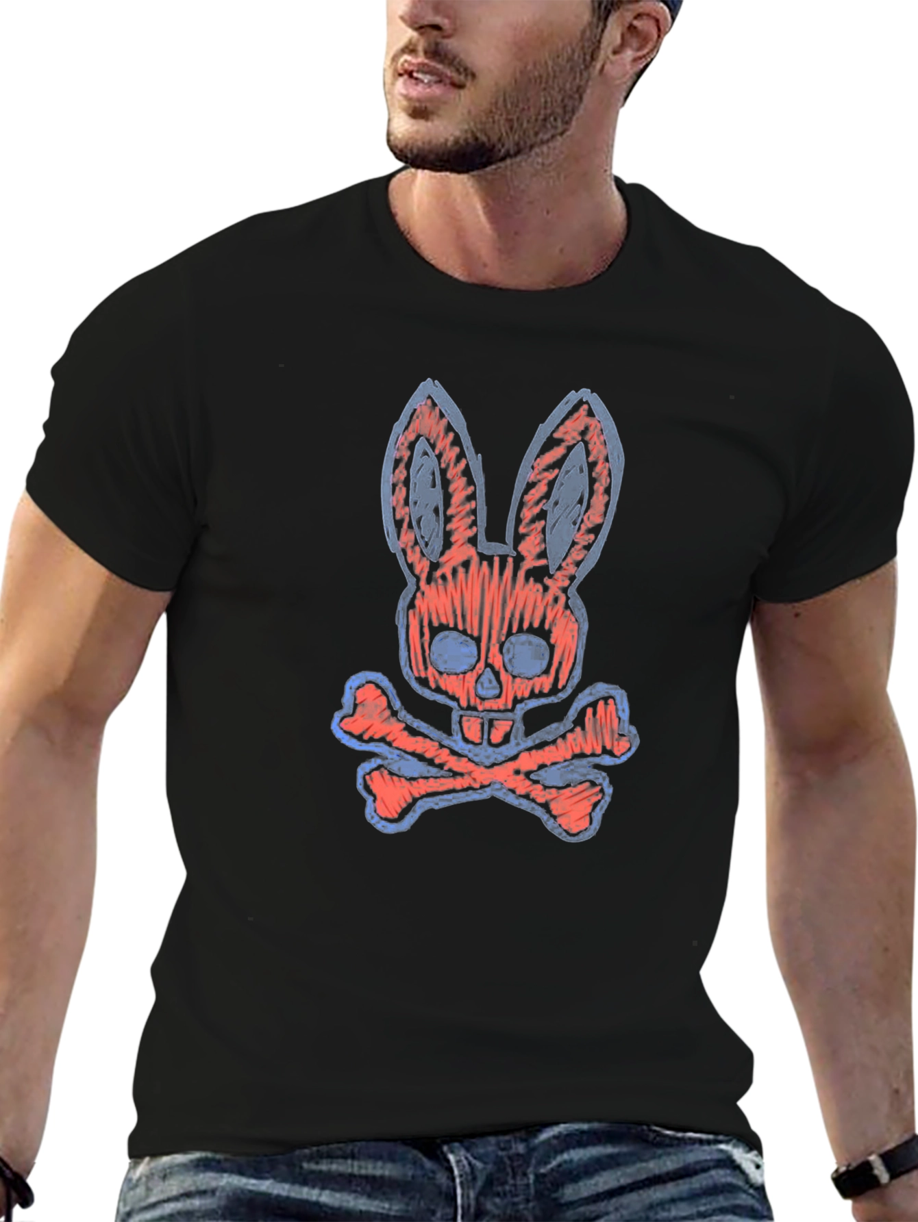Playboy Bunny Skull Bones Graphic Tee