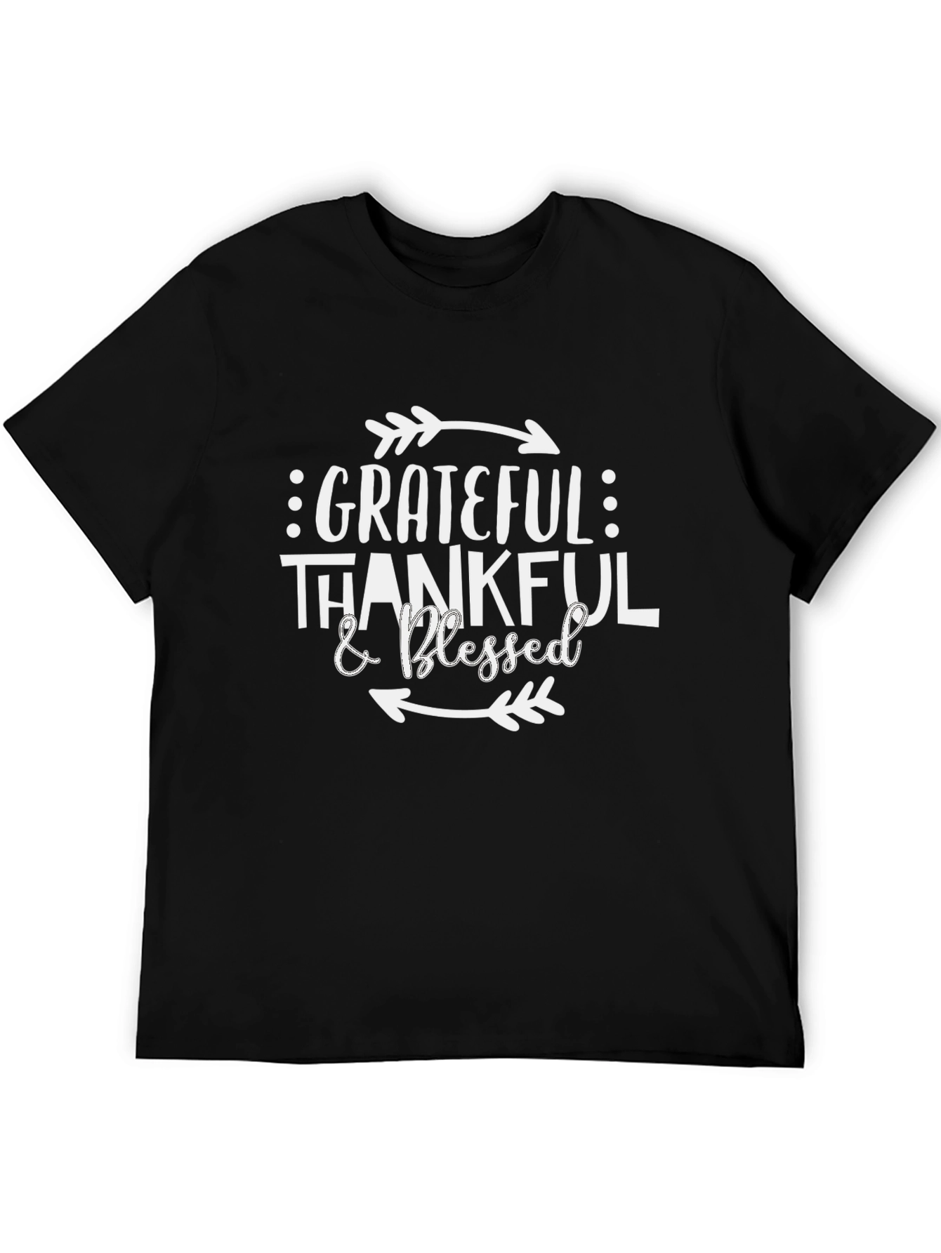 Grateful Thankful & Blessed Graphic Tee - Black