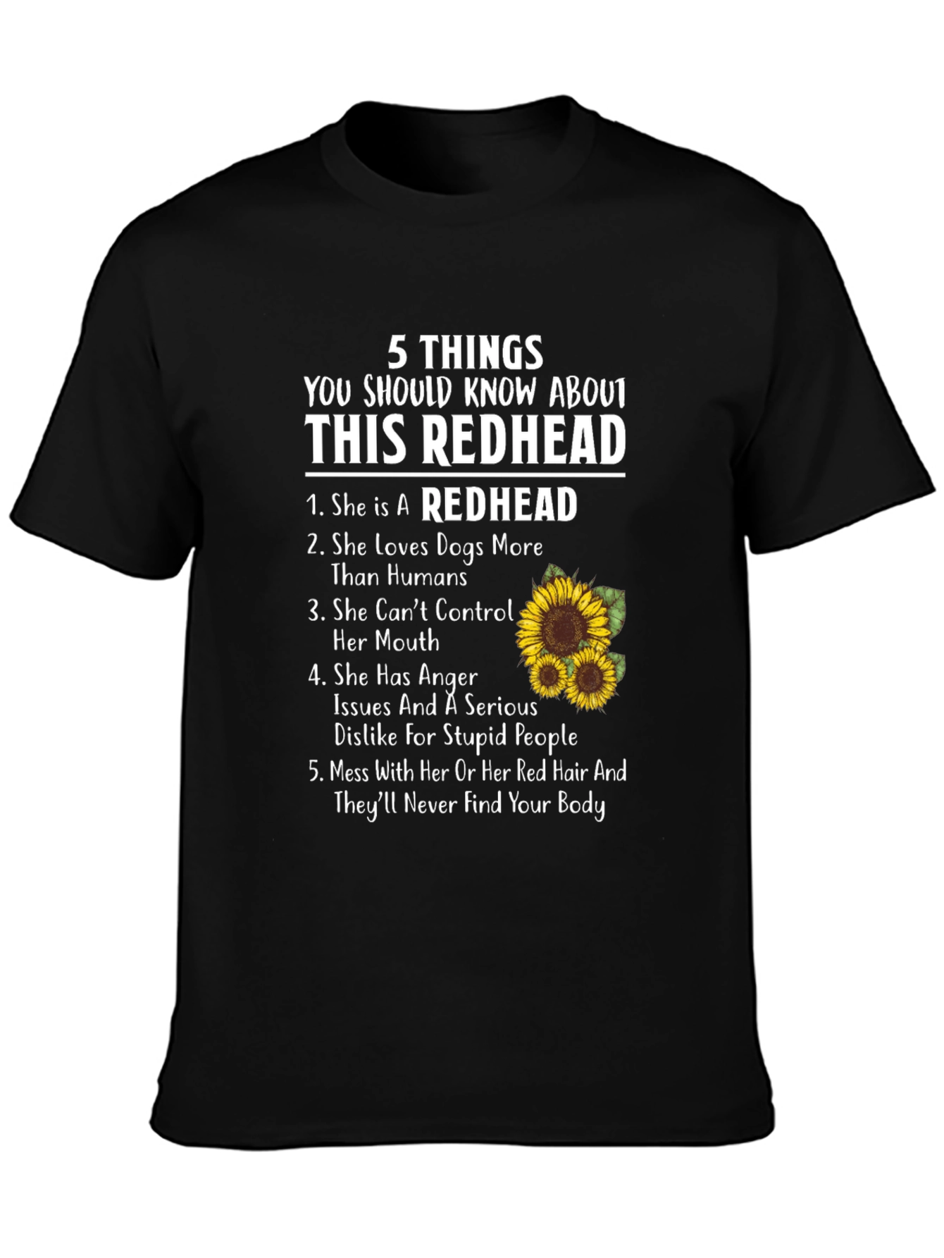 5 Things Redhead T-Shirt - Sassy & Funny