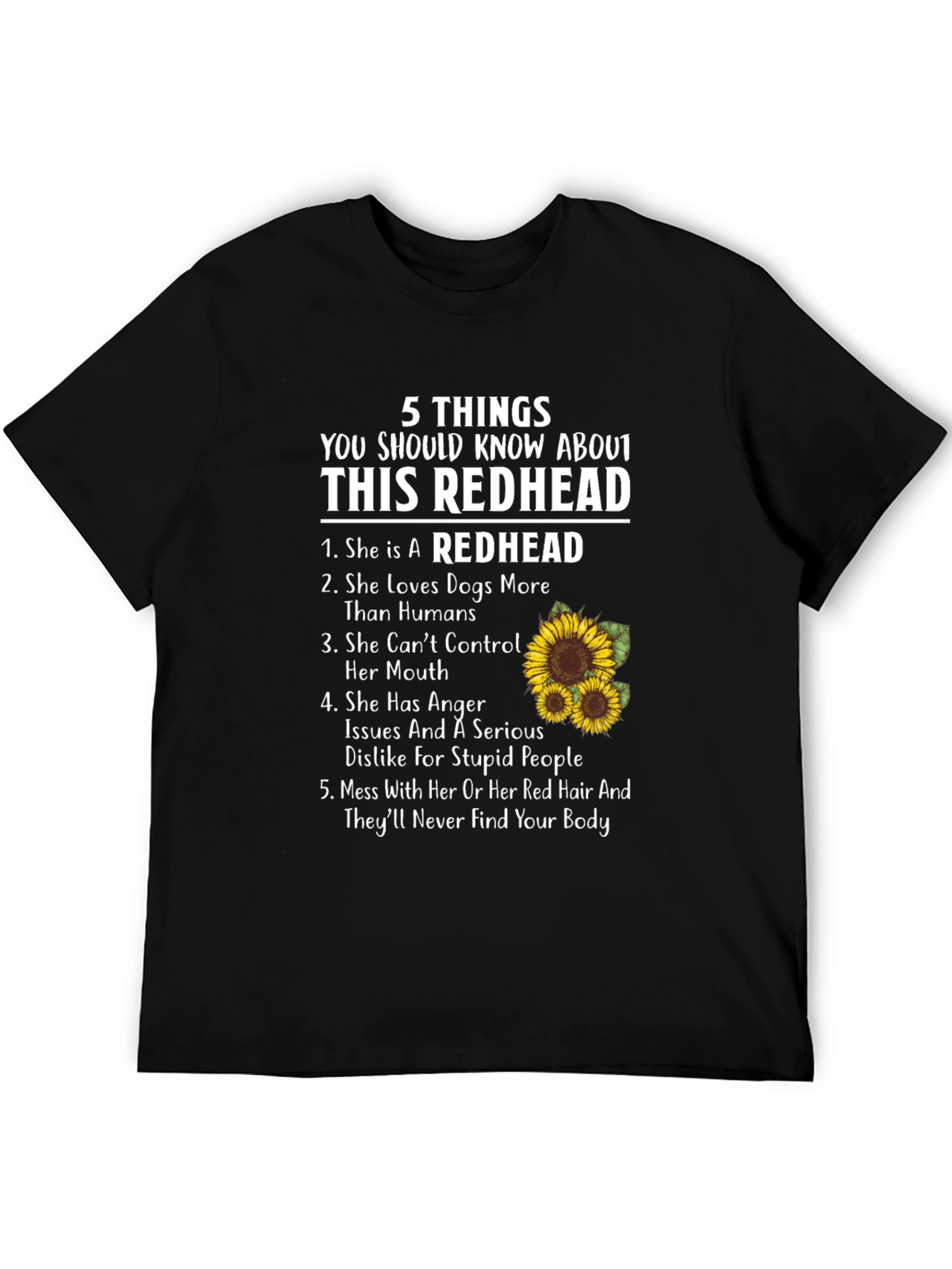 5 Things Redhead T-Shirt - Sassy & Funny