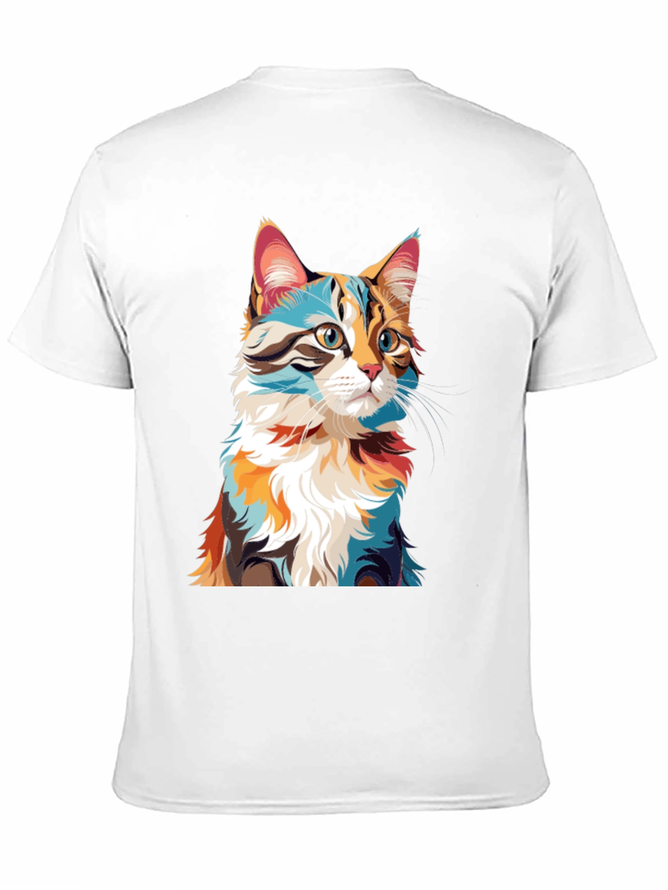 Abstract Cat Graphic Black T-Shirt