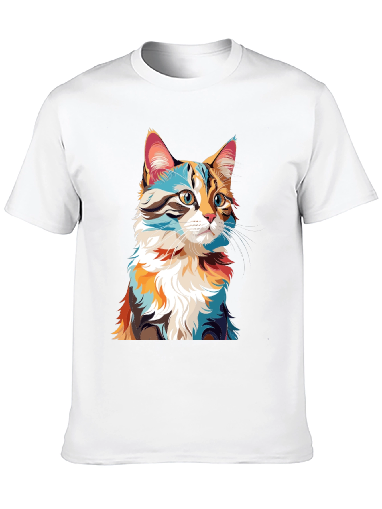 Abstract Cat Graphic Black T-Shirt