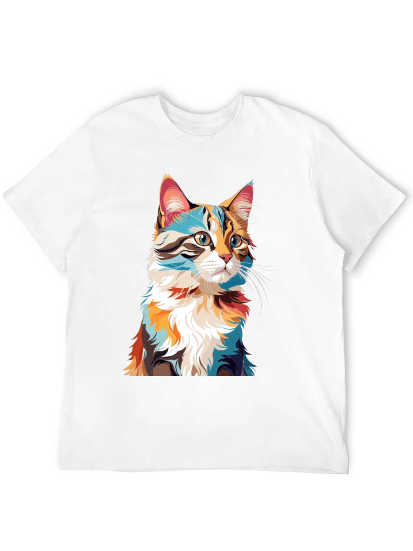 Abstract Cat Graphic Black T-Shirt