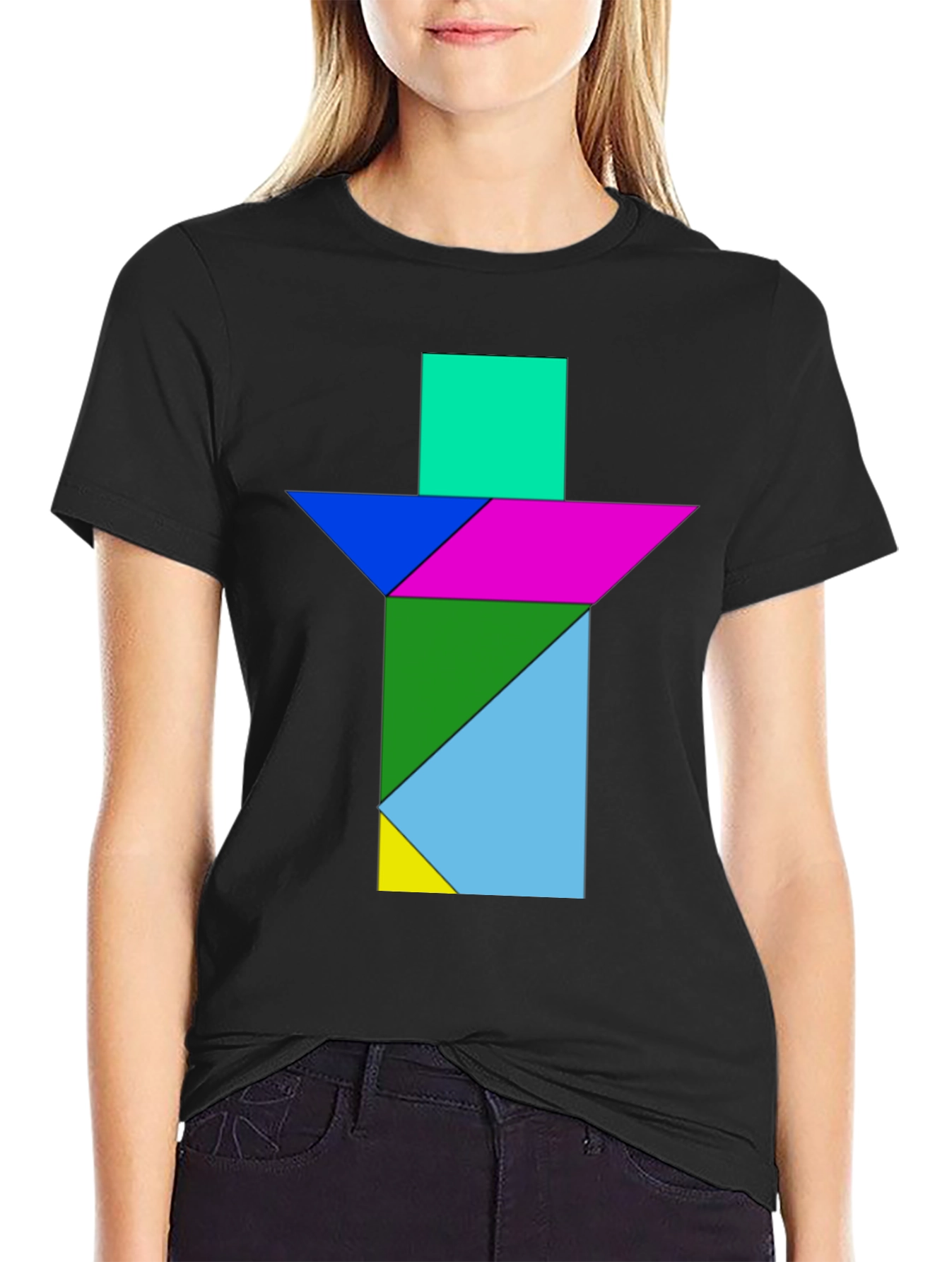 Geometric Tangram T-Shirt - Abstract Puzzle Design