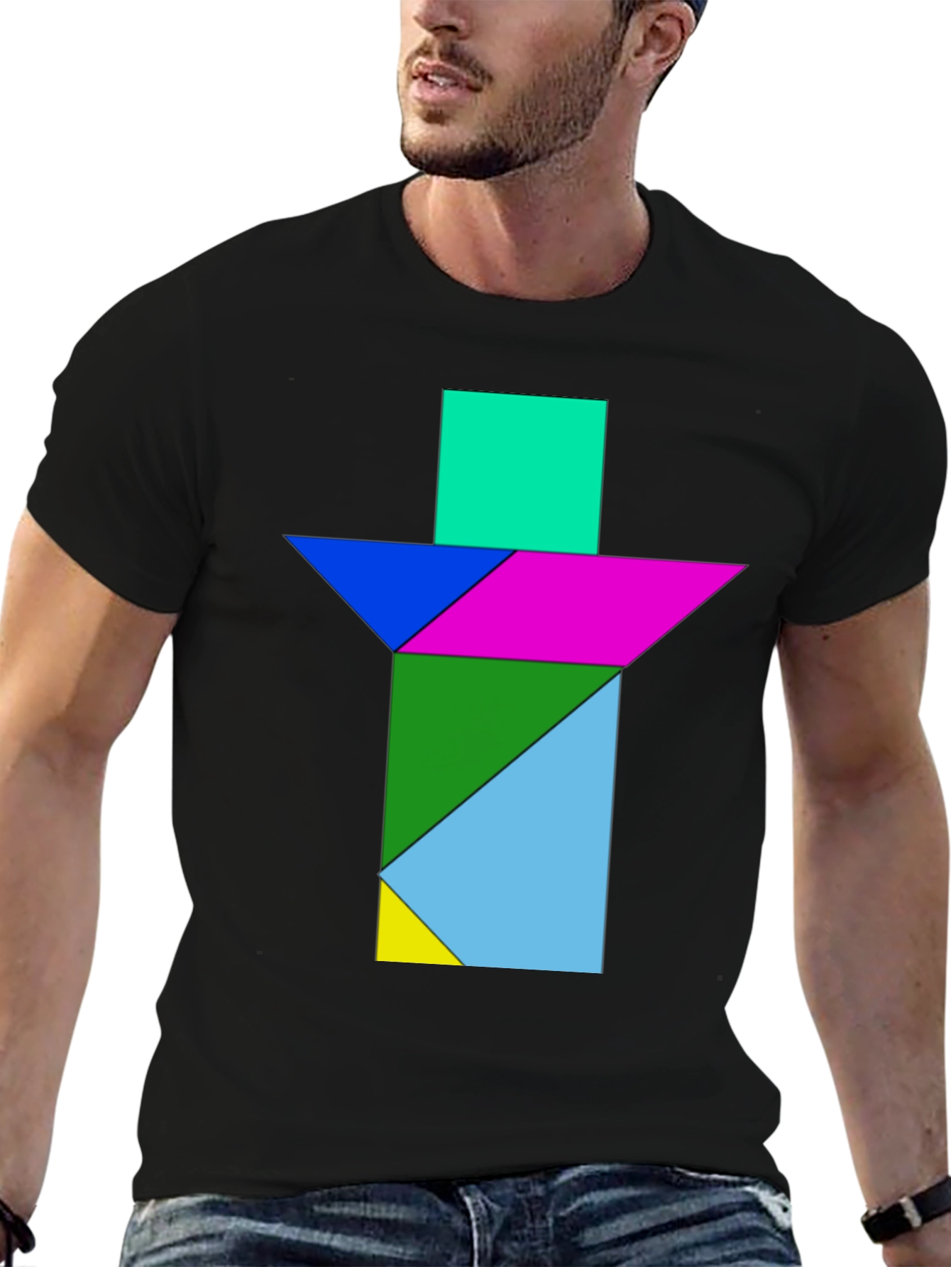 Geometric Tangram T-Shirt - Abstract Puzzle Design