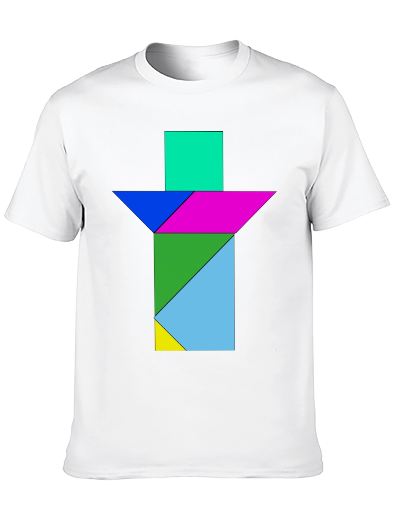 Geometric Tangram T-Shirt - Abstract Puzzle Design