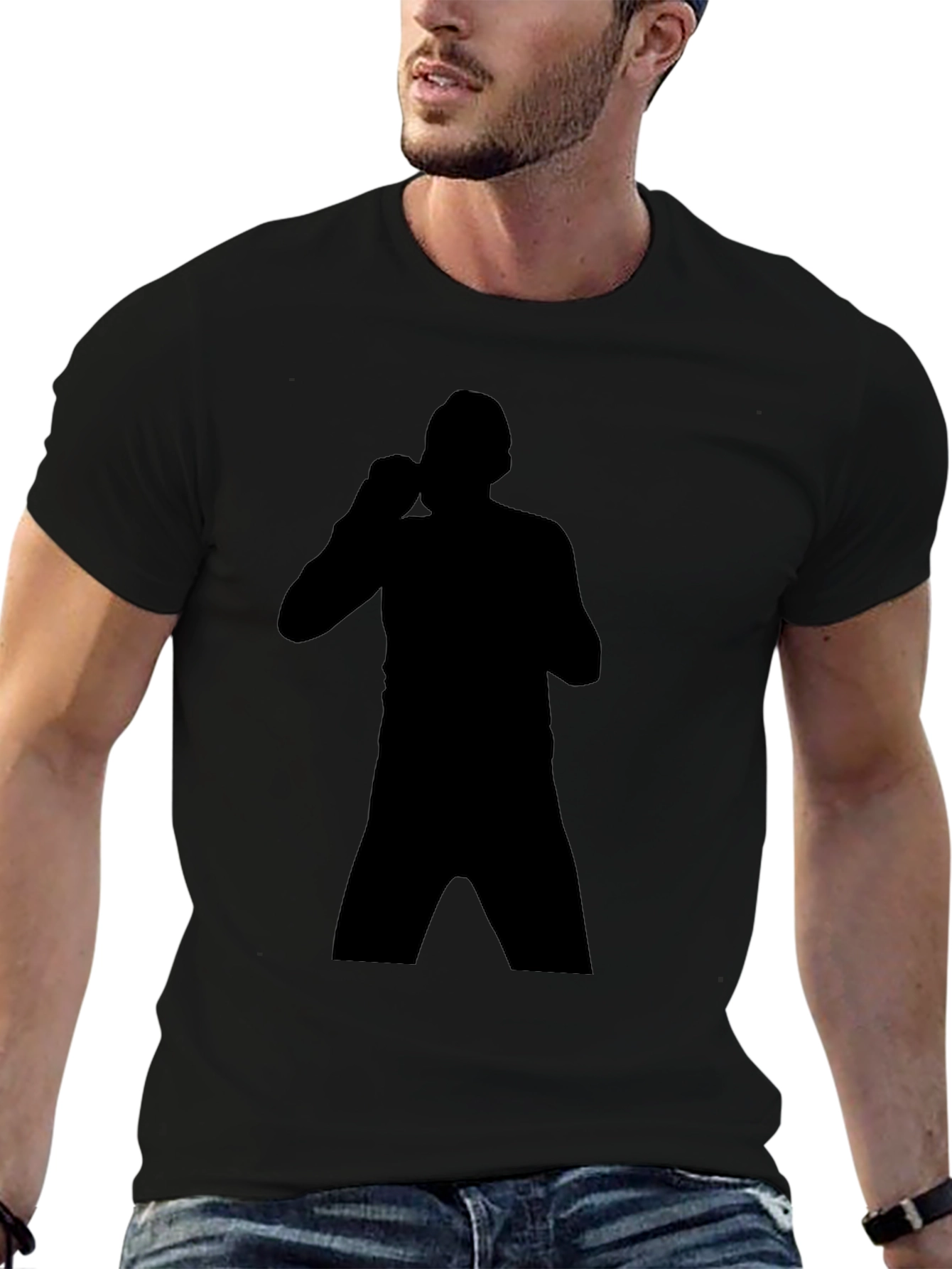 Boxing Silhouette T-Shirt - Black Graphic Tee