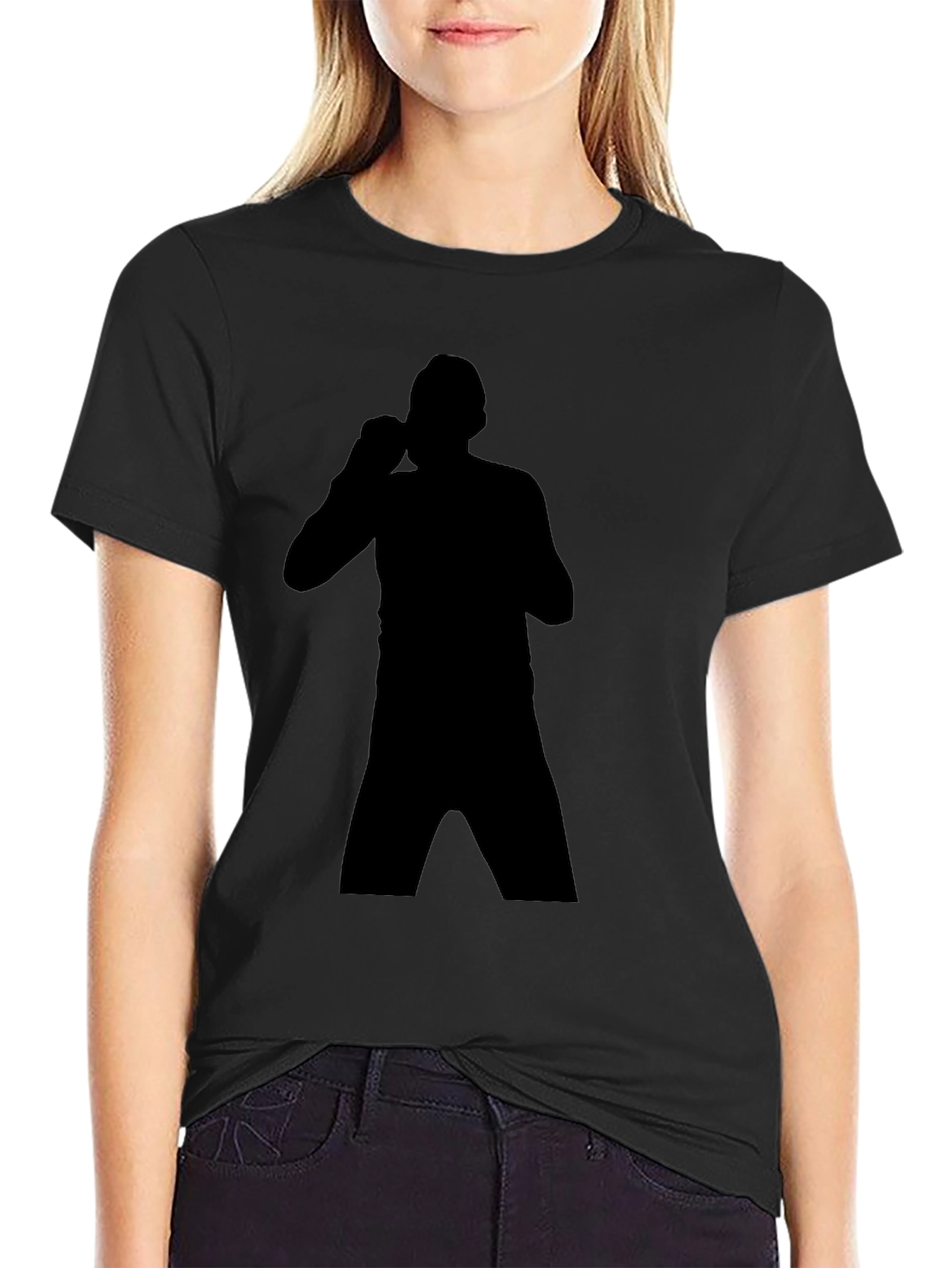 Boxing Silhouette T-Shirt - Black Graphic Tee