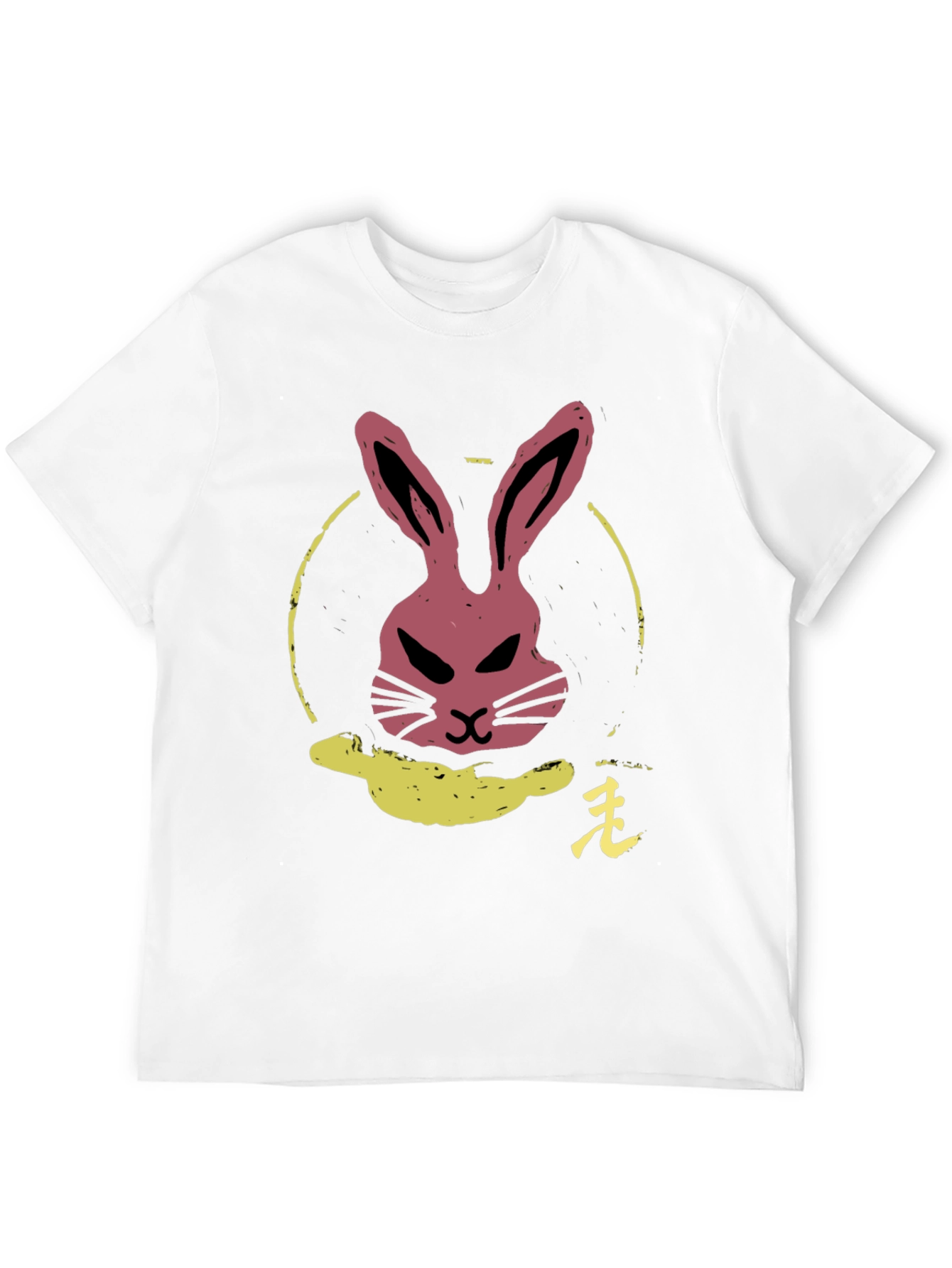 Rabbit Graphic Tee - Black Cotton Crew Neck T-Shirt