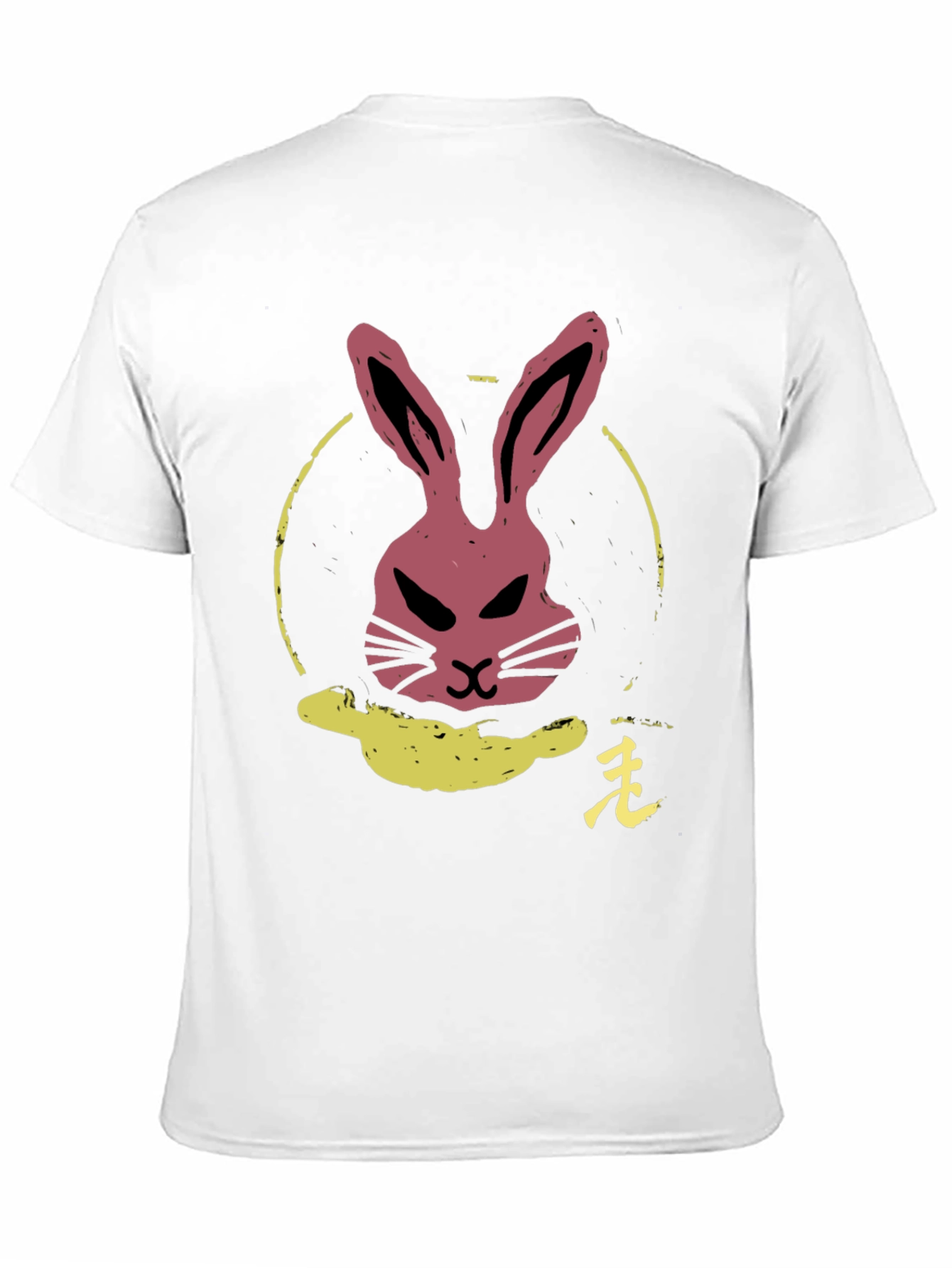 Rabbit Graphic Tee - Black Cotton Crew Neck T-Shirt